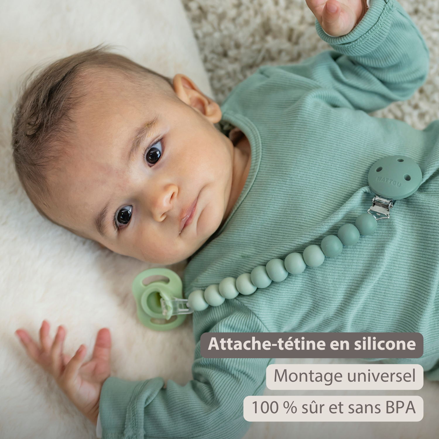 Silicone Pacifier Chain - 21 cm - Gradient Green [FR]
