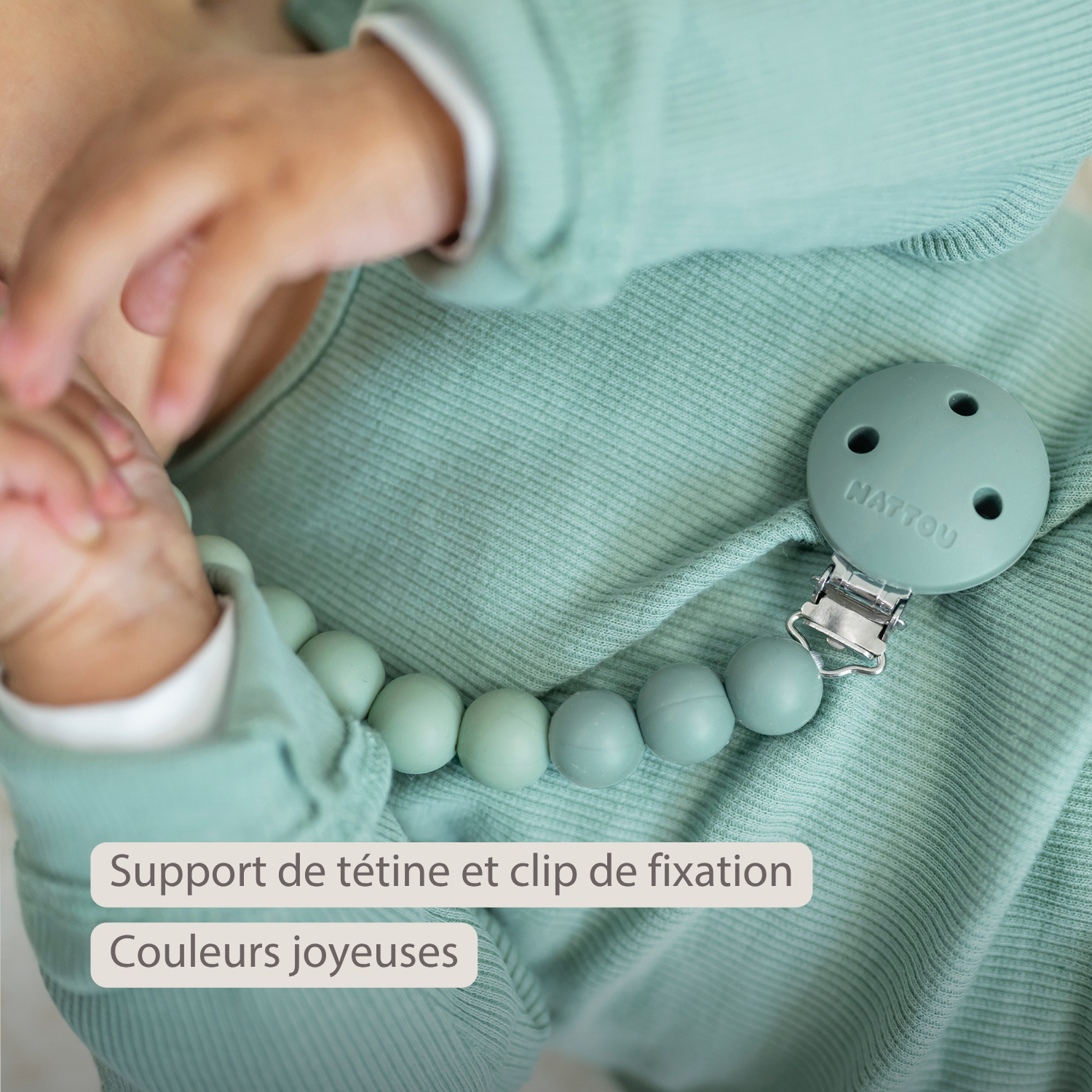 Silicone Pacifier Chain - 21 cm - Gradient Green [FR]