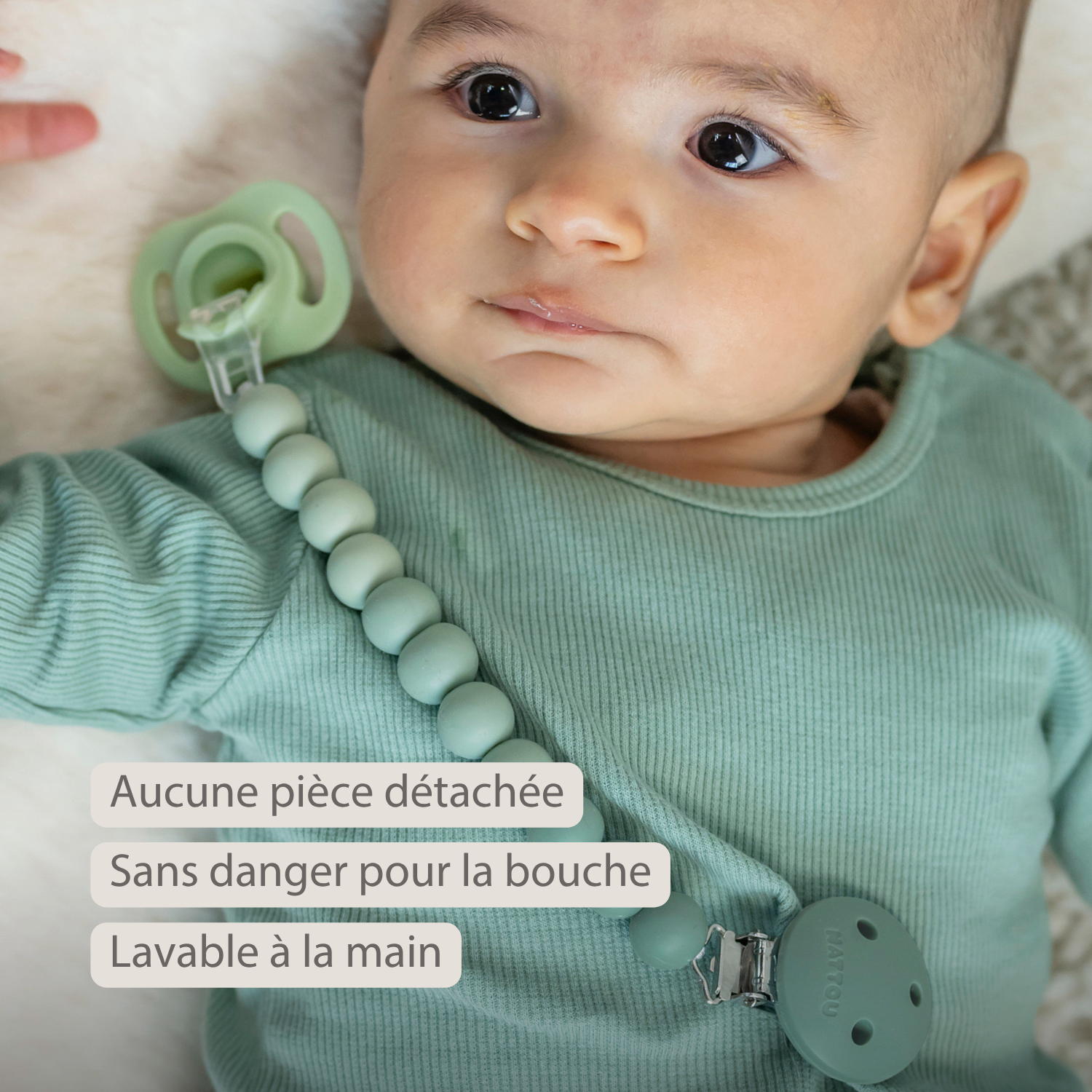 Silicone Pacifier Chain - 21 cm - Gradient Green [FR]