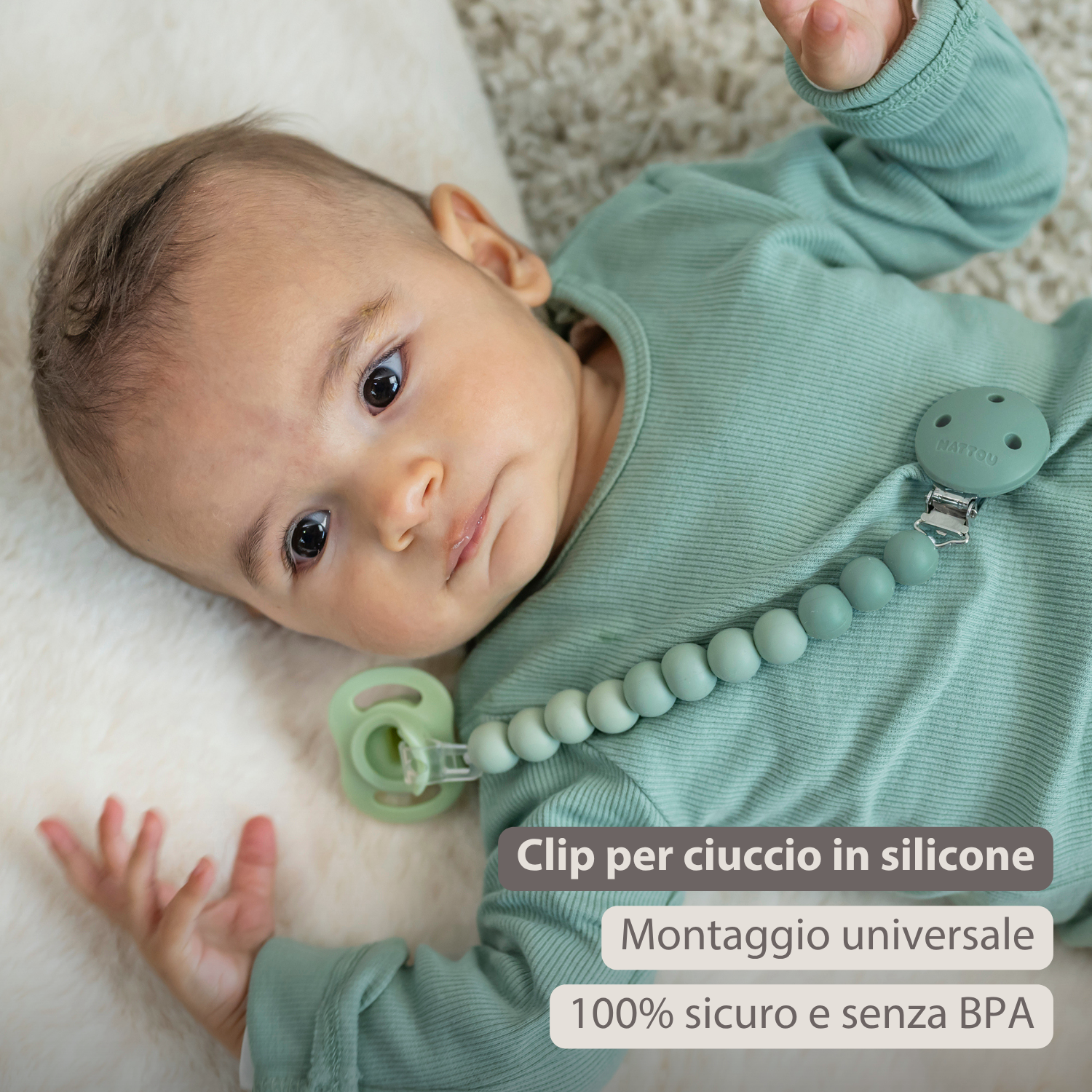 Silicone Pacifier Chain - 21 cm - Gradient Green [IT]