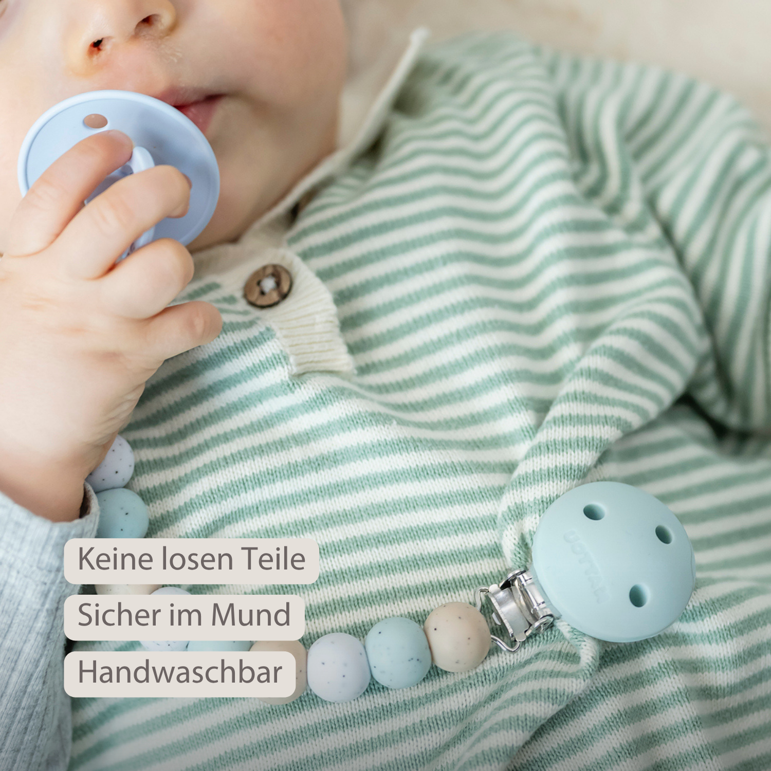 Silicone Pacifier Chain - 21 cm - Multi Green [DE]