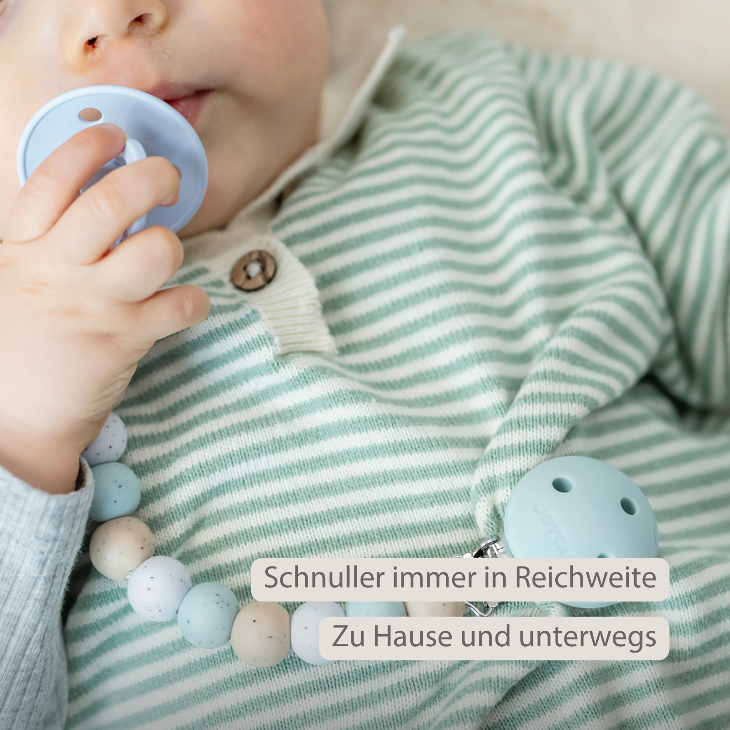 Silicone Pacifier Chain - 21 cm - Multi Green [DE]