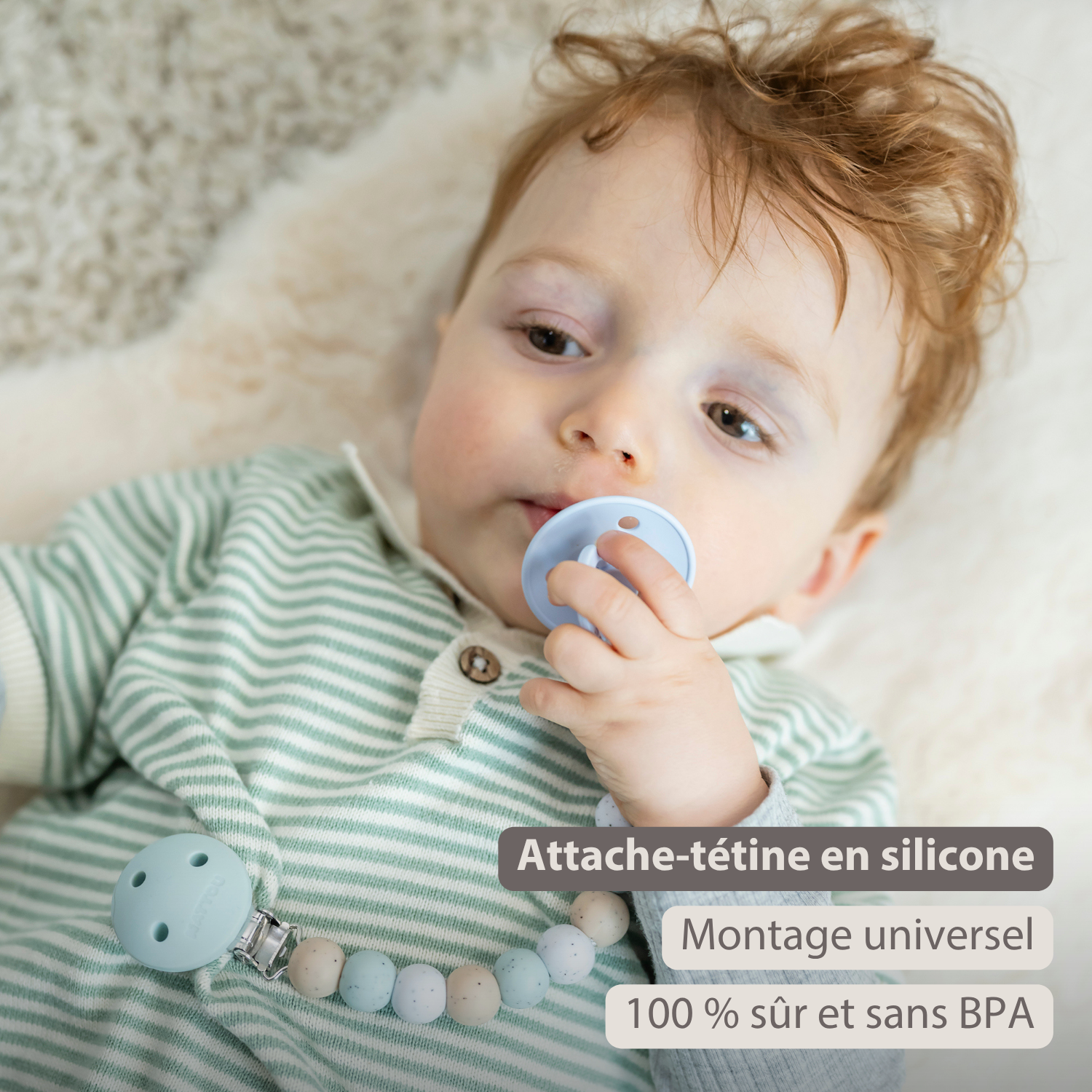 Silicone Pacifier Chain - 21 cm - Multi Green [FR]