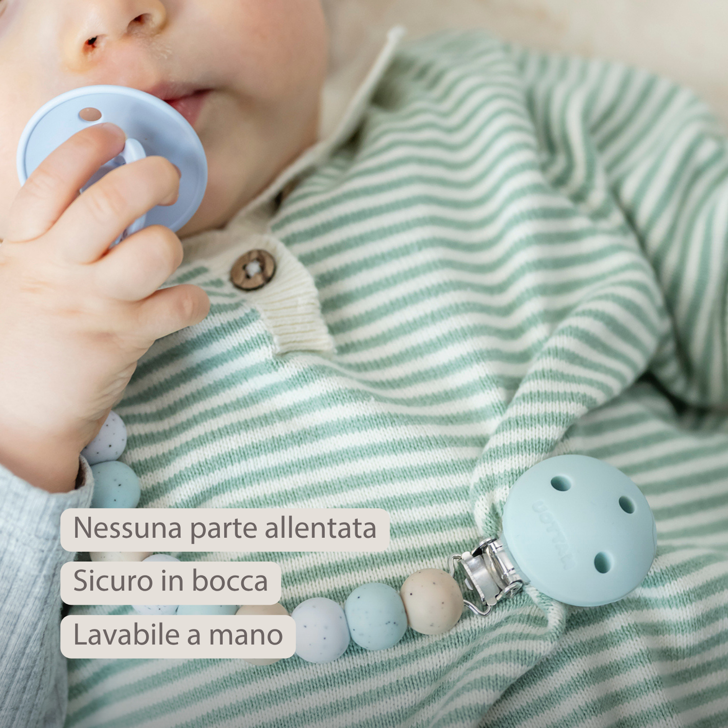 Silicone Pacifier Chain - 21 cm - Multi Green [IT]