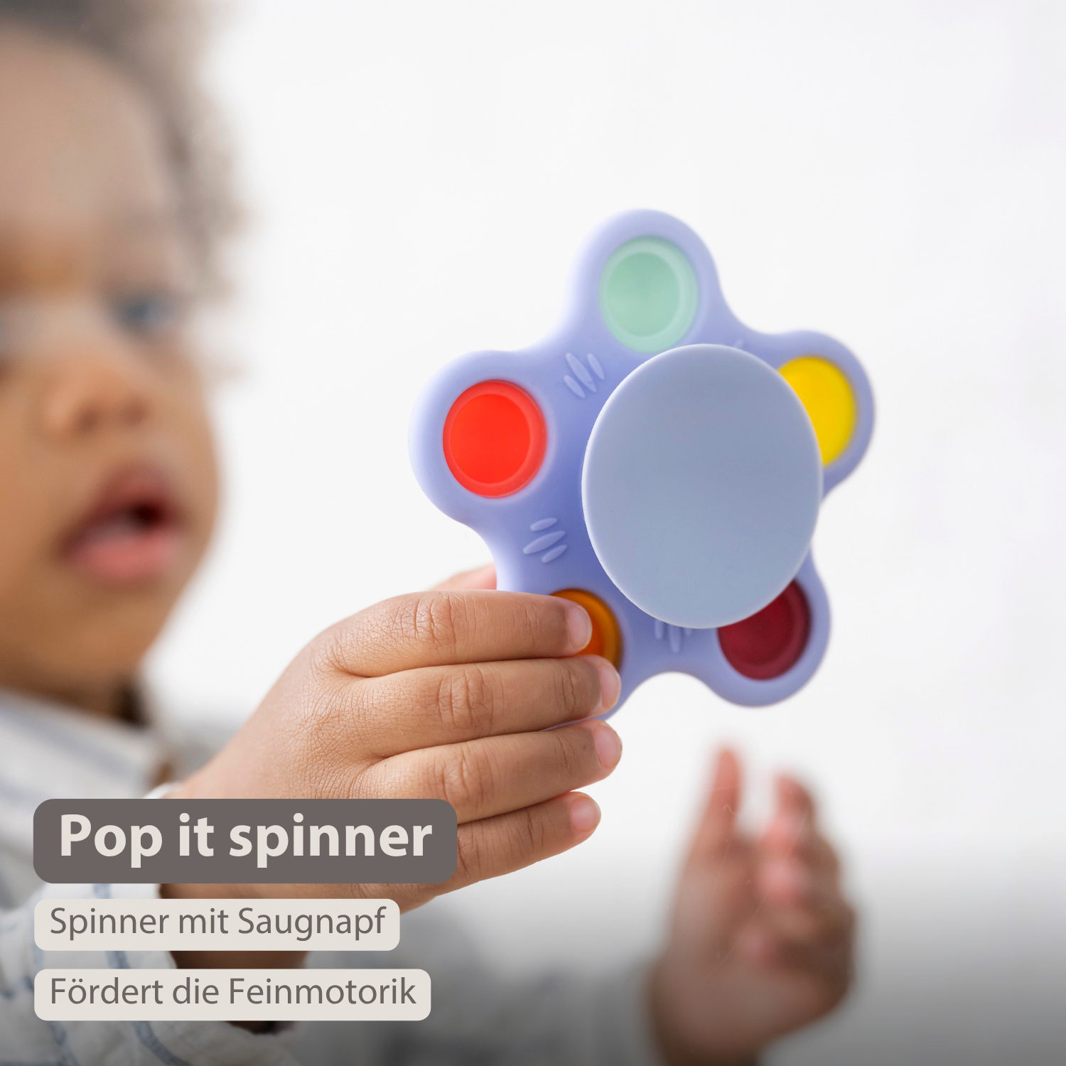 Silicone Baby Pop-it Spinner with Suction Cup - 9 cm - Multicolor [DE]