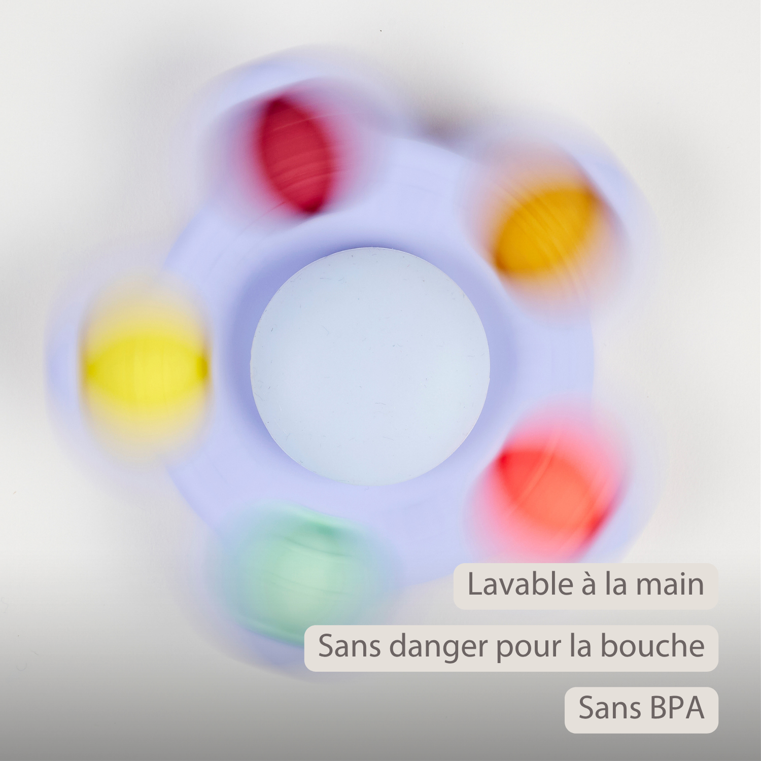 Silicone Baby Pop-it Spinner with Suction Cup - 9 cm - Multicolor [FR]