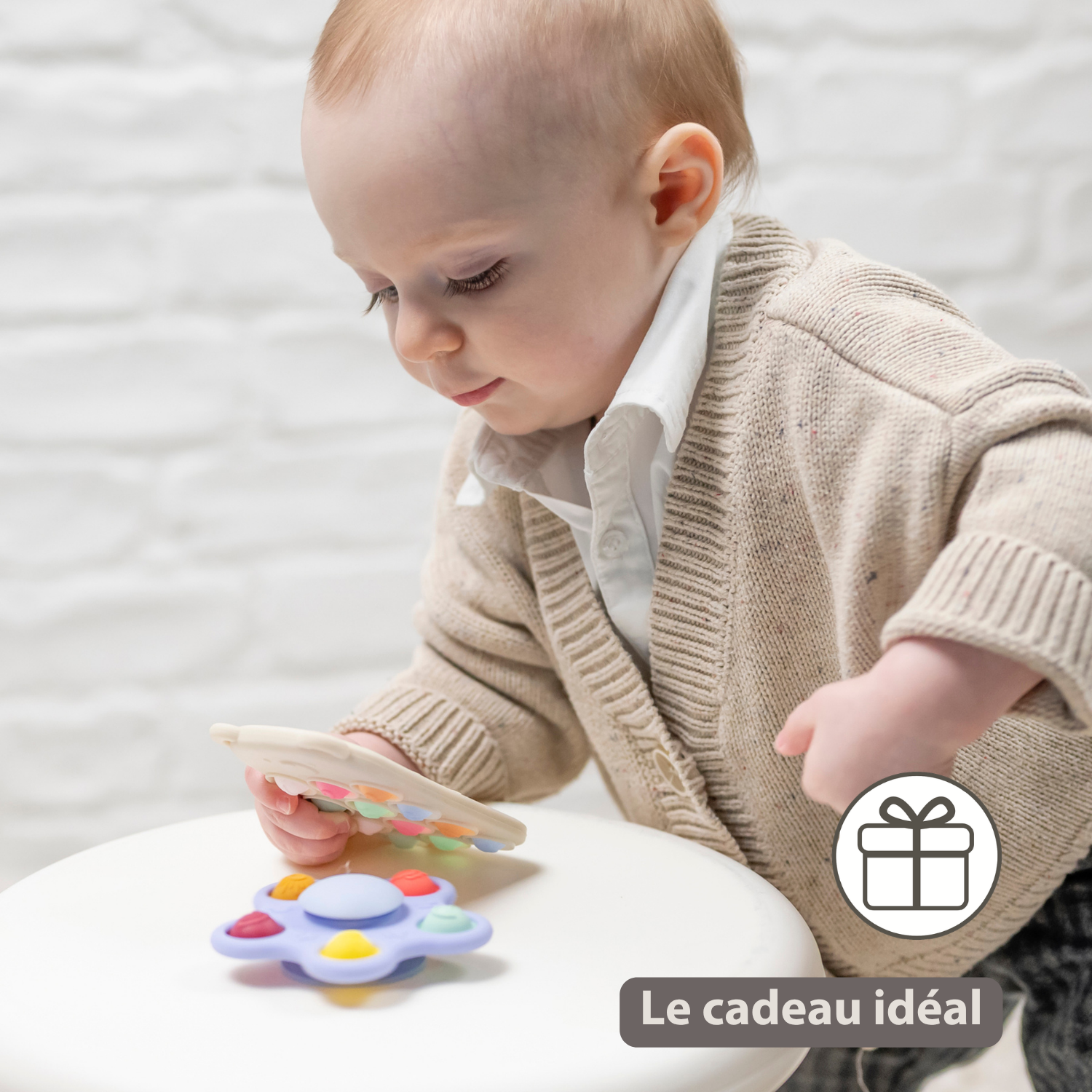 Silicone Baby Pop-it Spinner with Suction Cup - 9 cm - Multicolor [FR]