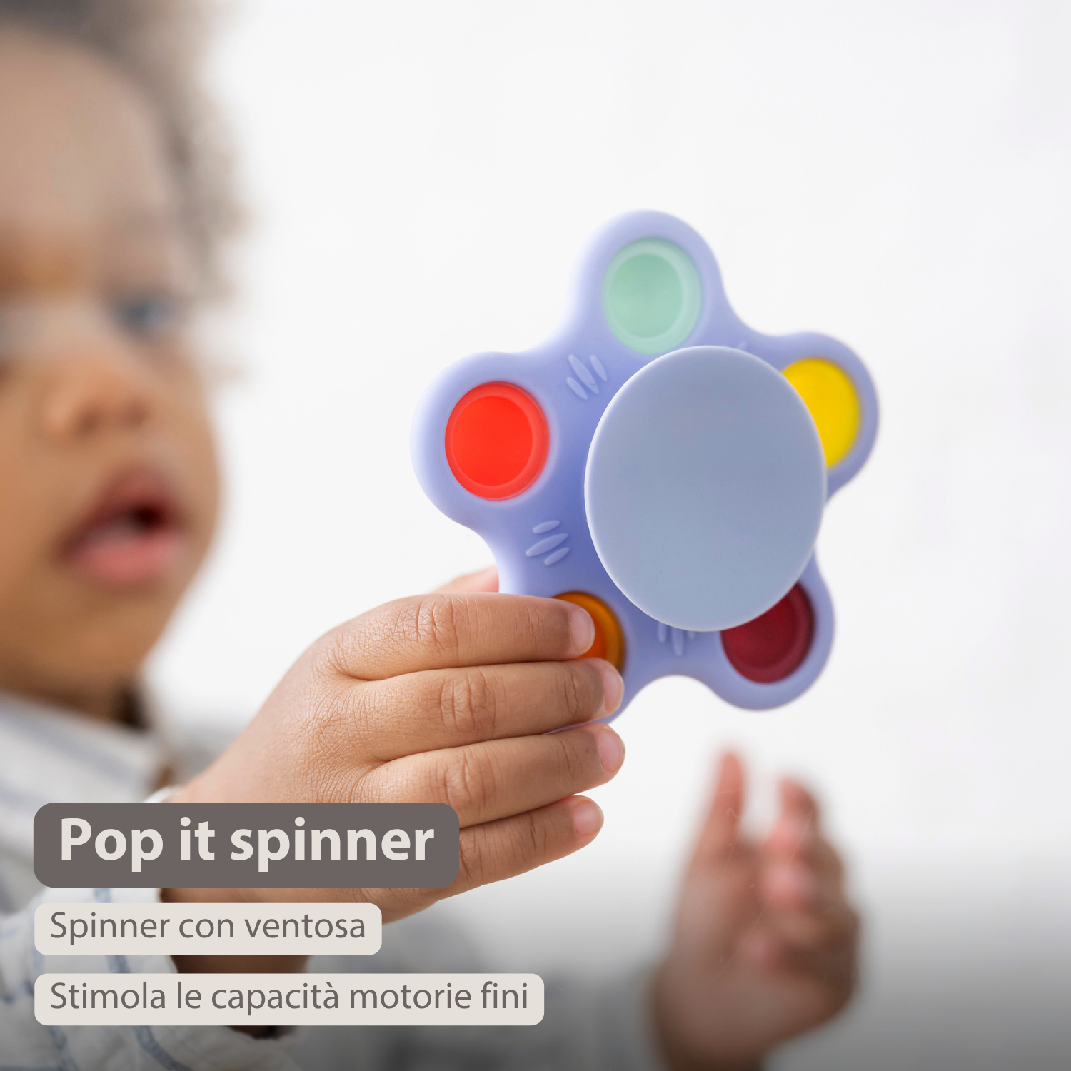 Silicone Baby Pop-it Spinner with Suction Cup - 9 cm - Multicolor [IT]
