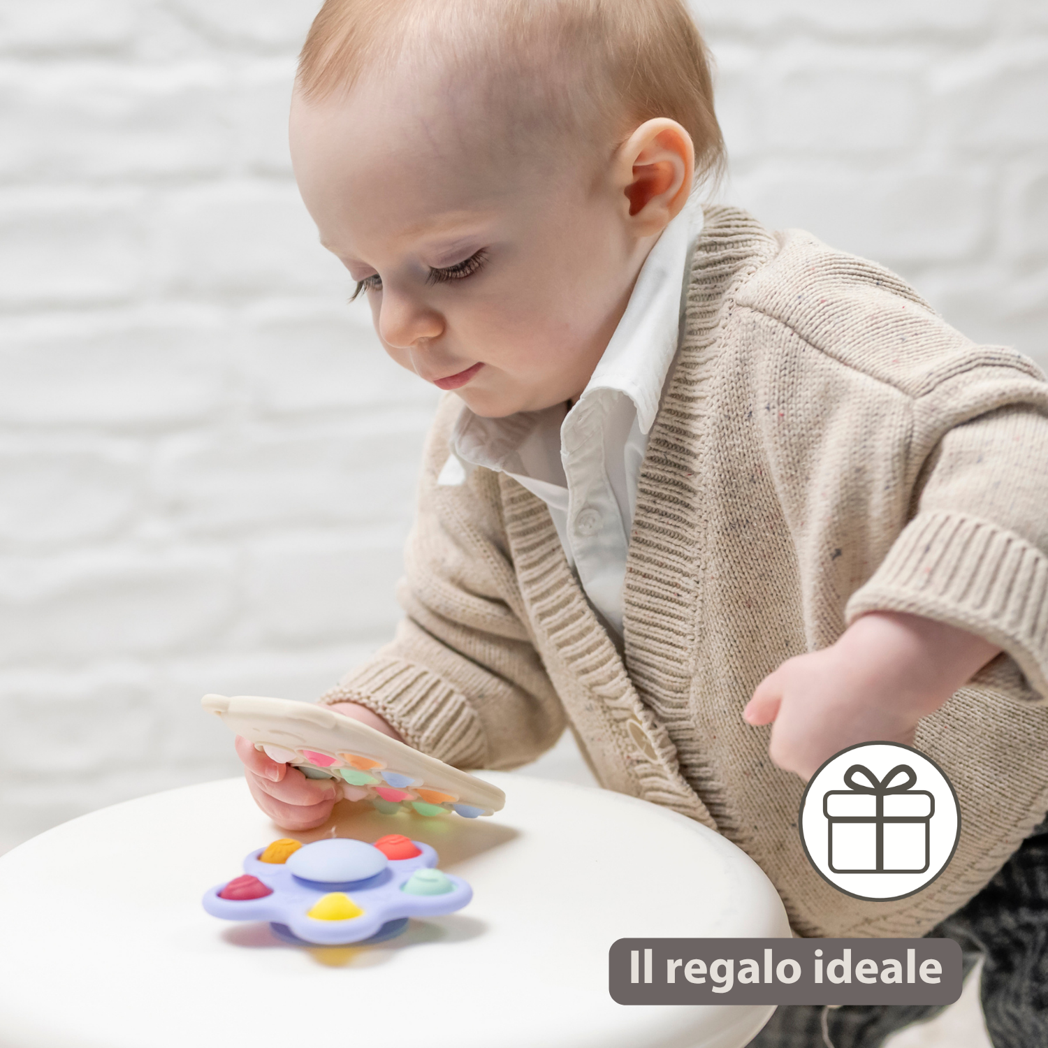 Silicone Baby Pop-it Spinner with Suction Cup - 9 cm - Multicolor [IT]