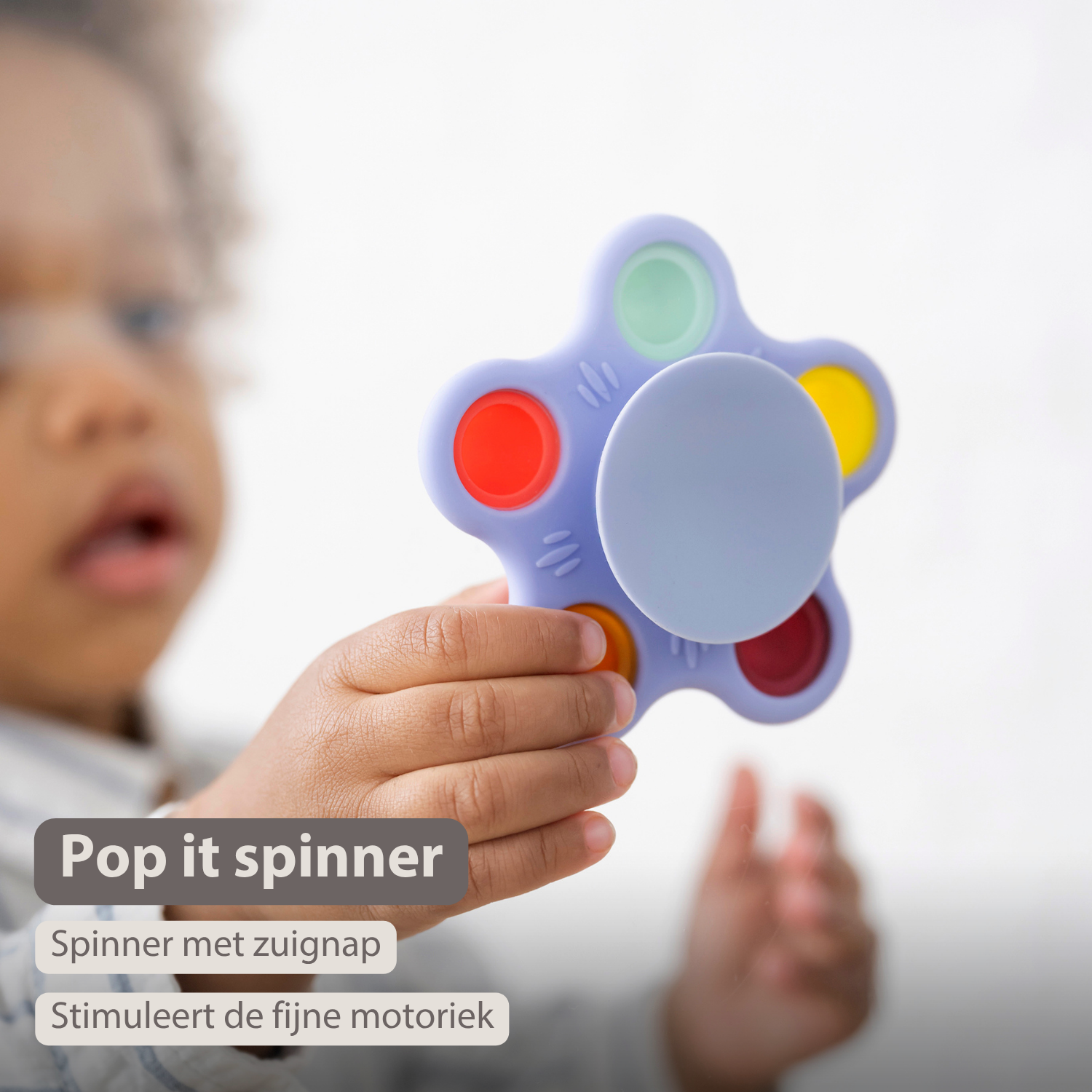 Silicone Baby Pop-it Spinner with Suction Cup - 9 cm - Multicolor [NL]