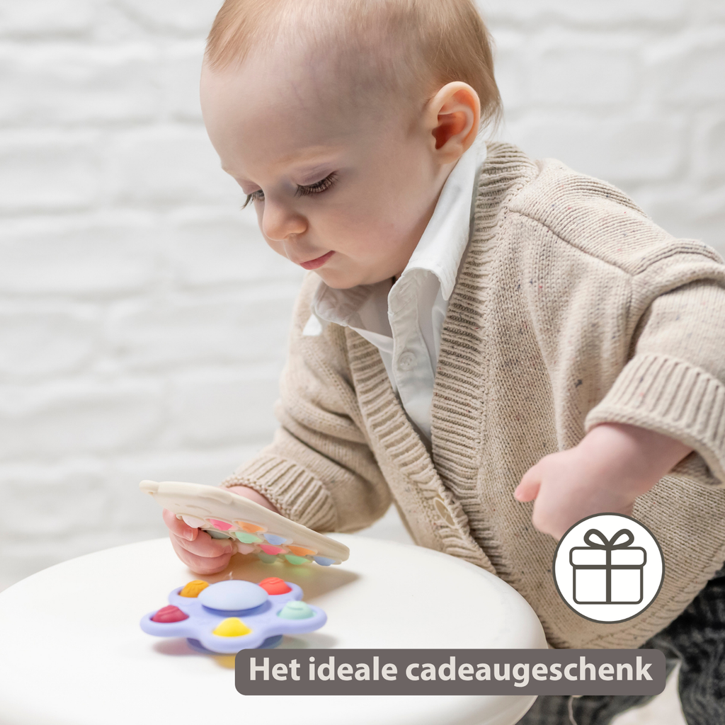 Silicone Baby Pop-it Spinner with Suction Cup - 9 cm - Multicolor [NL]