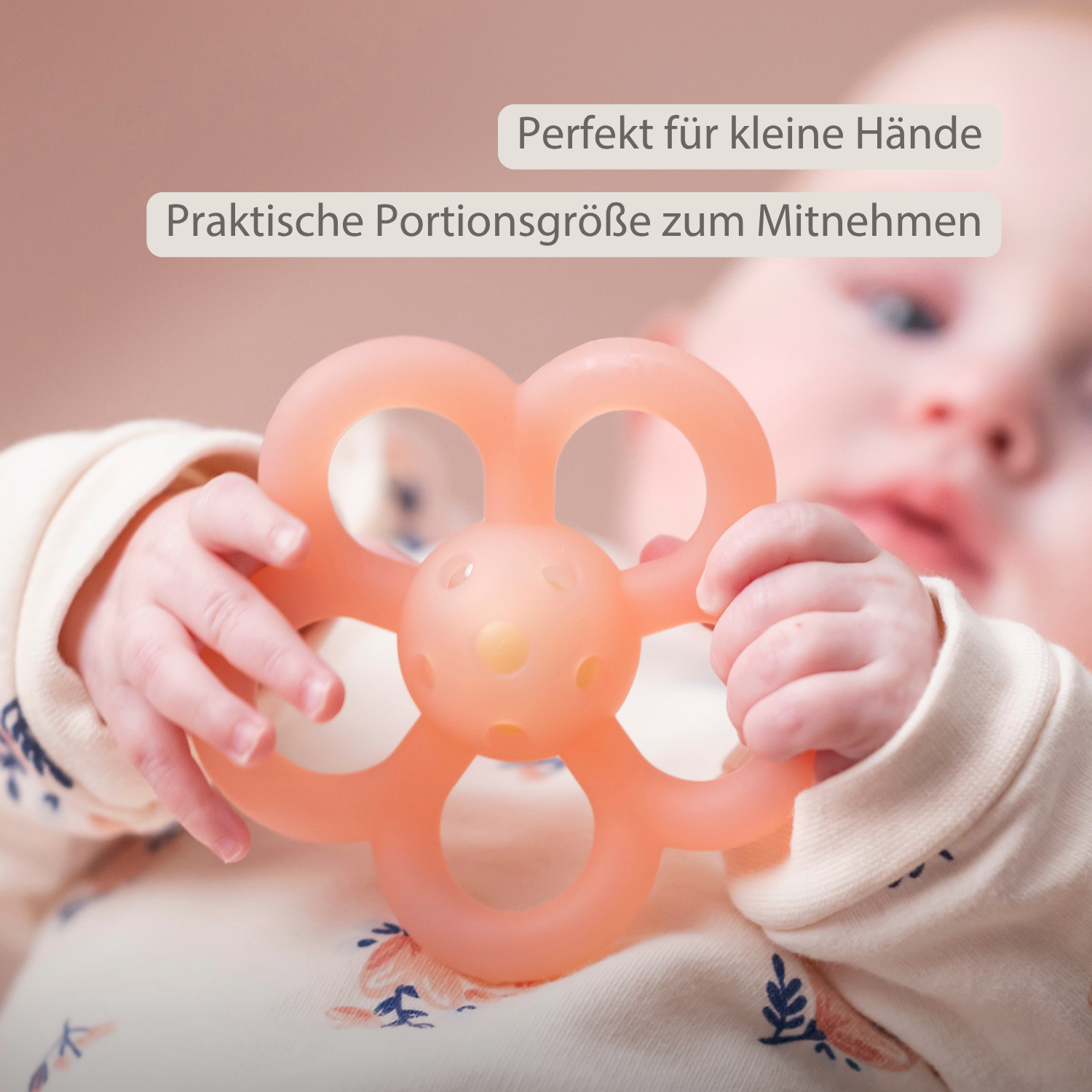 Silicone Rattle Flower - 10 cm - Pink [DE]