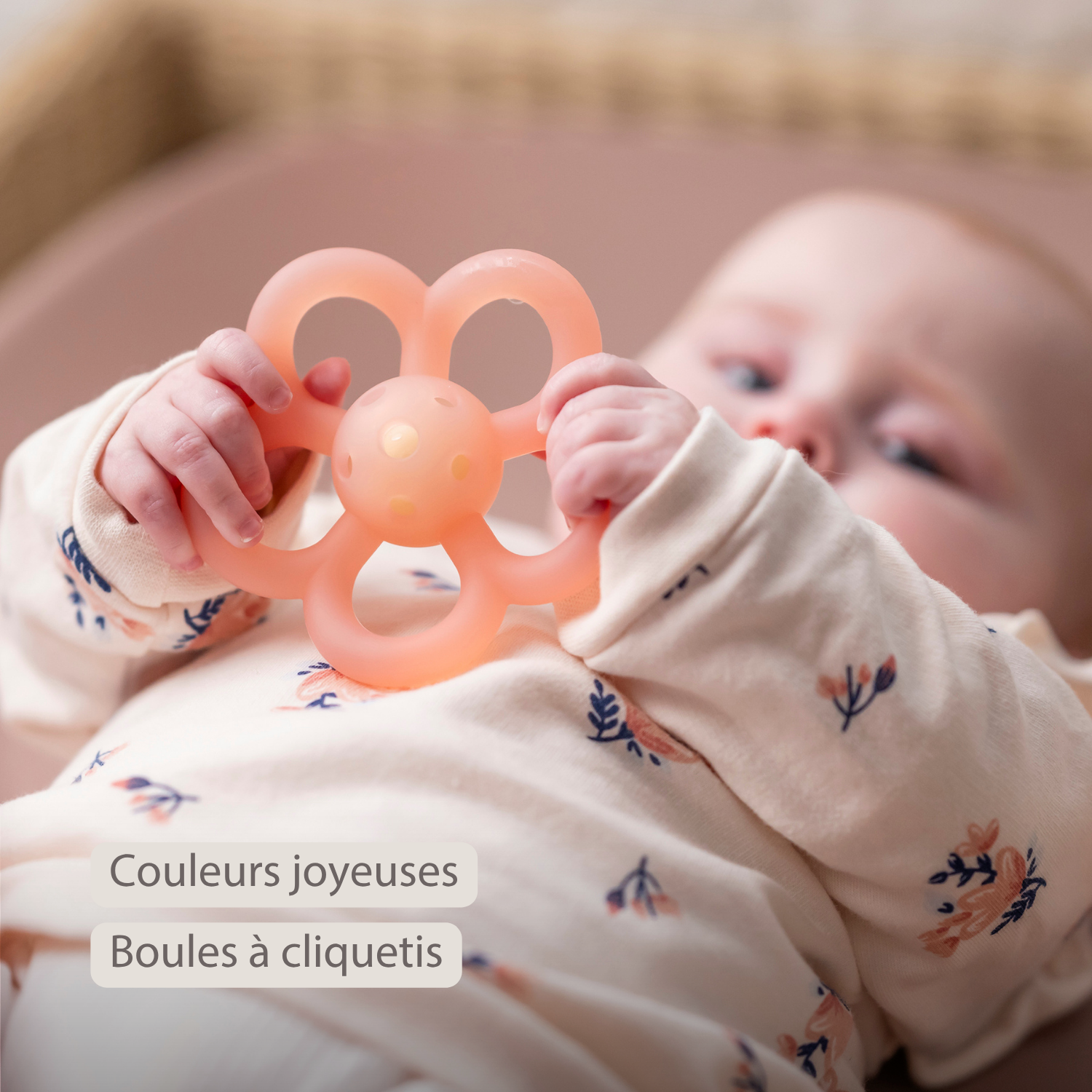 Silicone Rattle Flower - 10 cm - Pink [FR]