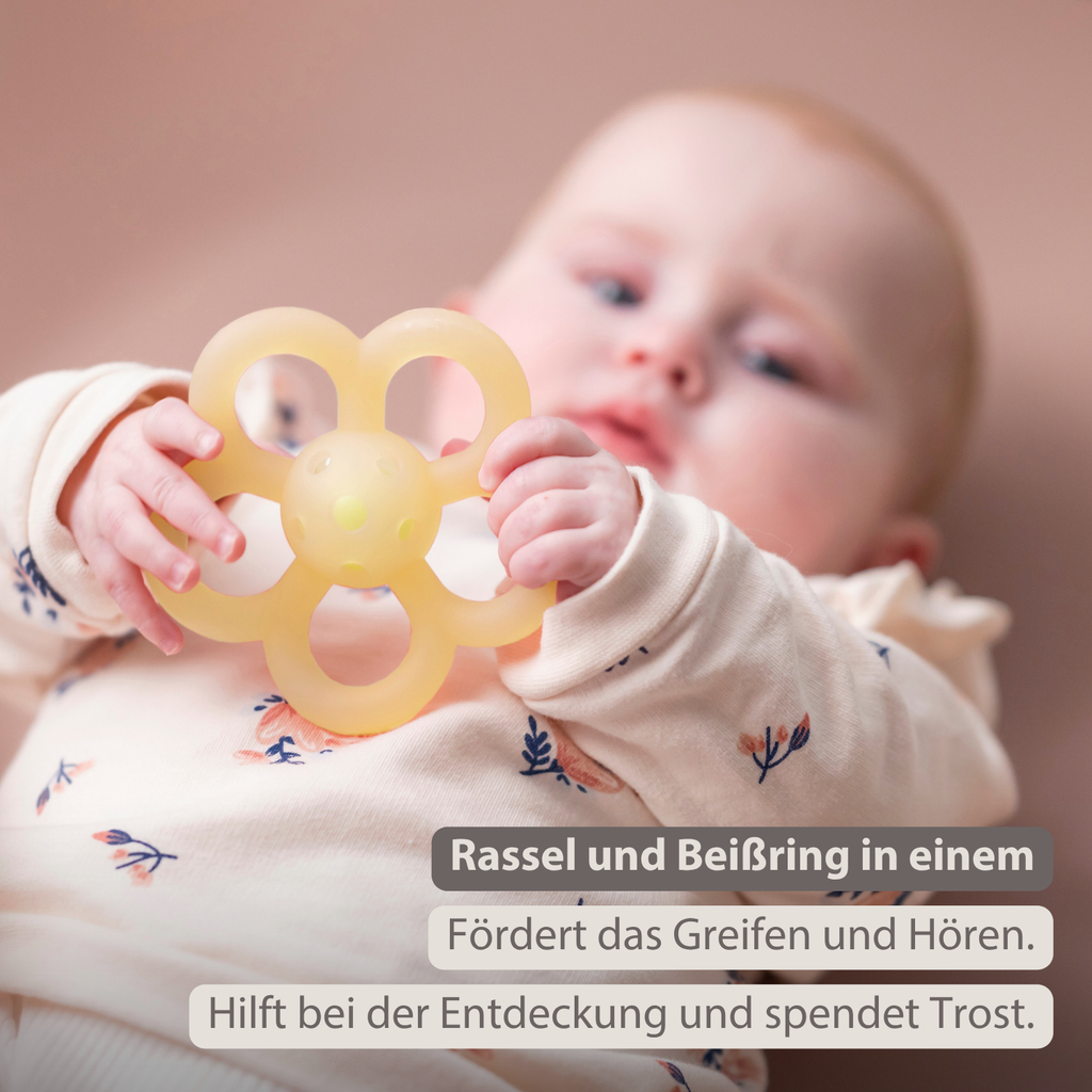 Silicone Rattle Flower - 10 cm - Yellow [DE]