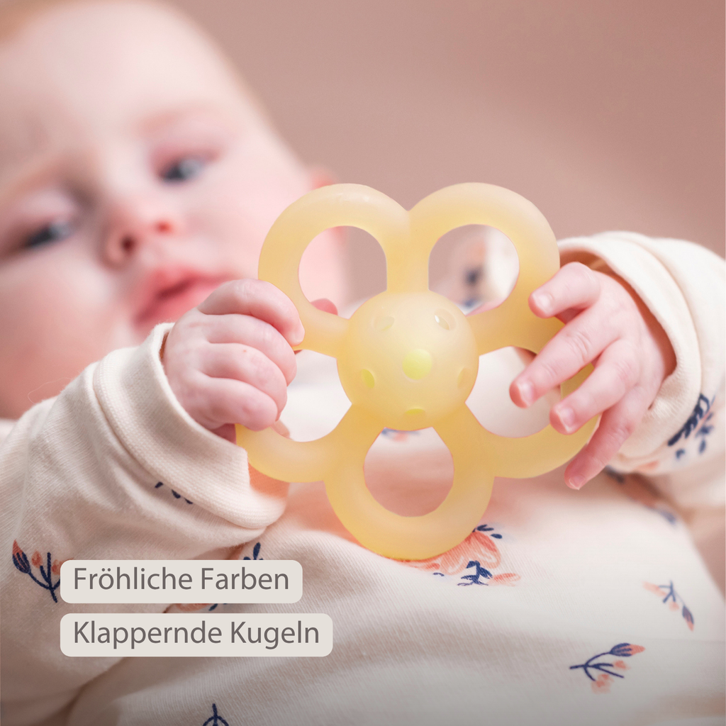 Silicone Rattle Flower - 10 cm - Yellow [DE]