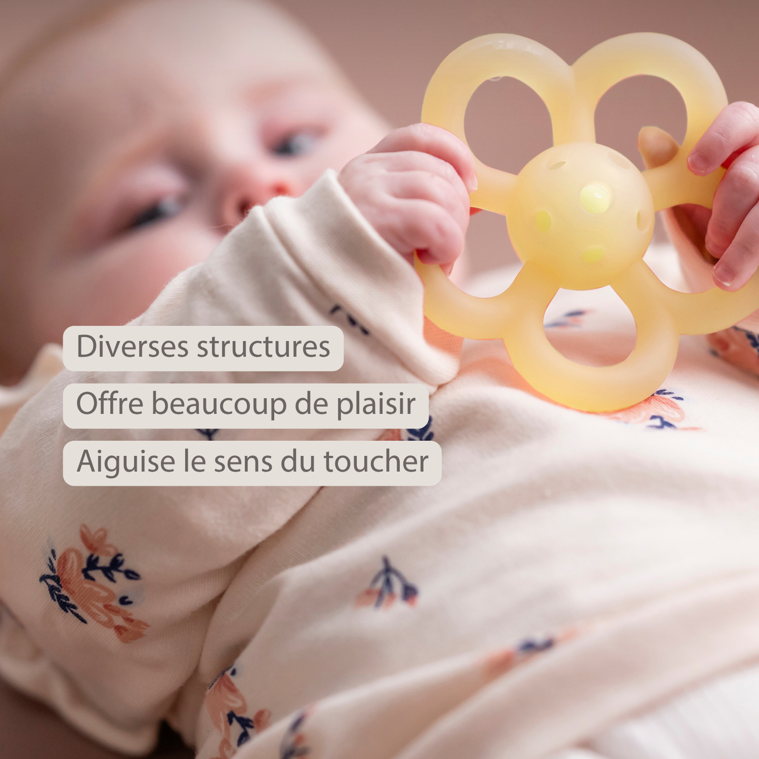 Silicone Rattle Flower - 10 cm - Yellow [FR]