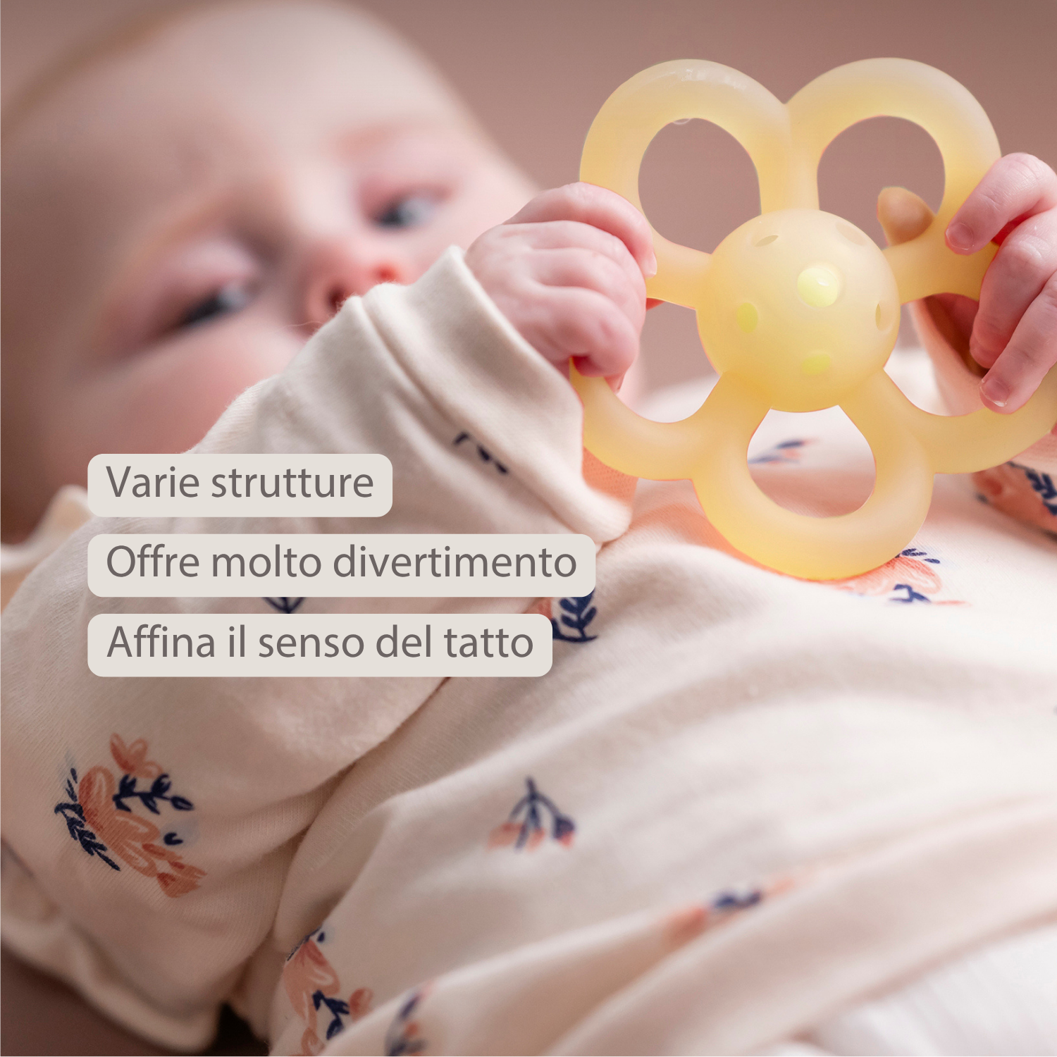 Silicone Rattle Flower - 10 cm - Yellow [IT]