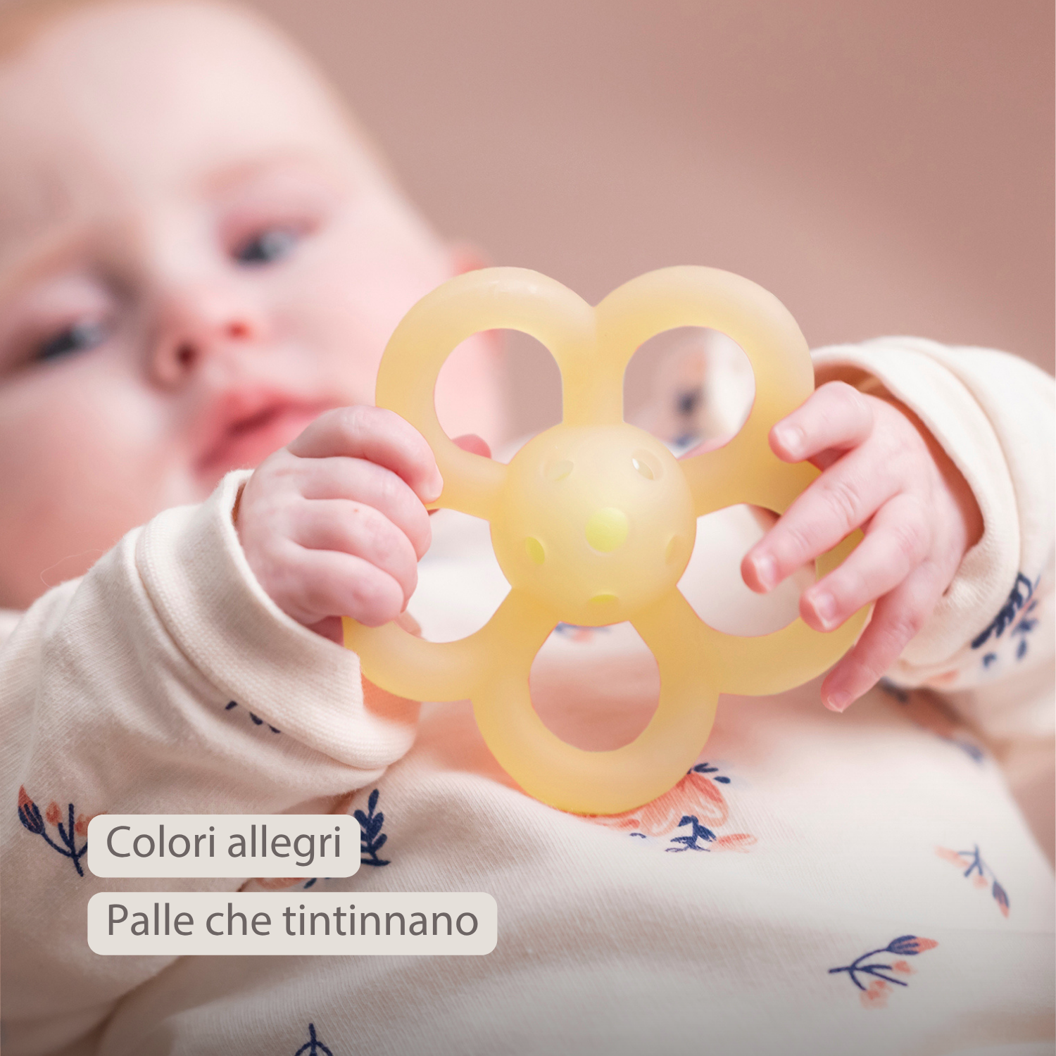 Silicone Rattle Flower - 10 cm - Yellow [IT]