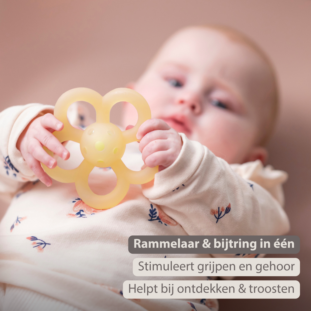 Silicone Rattle Flower - 10 cm - Yellow [NL]