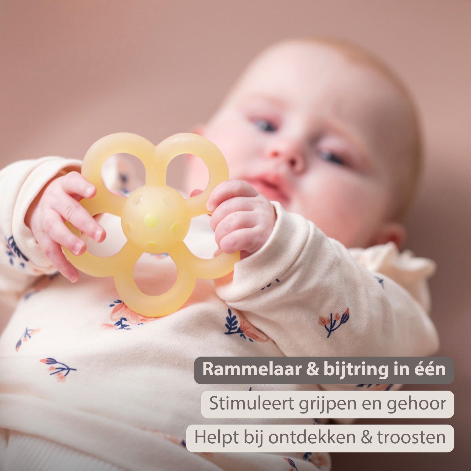 Silicone Rattle Flower - 10 cm - Yellow [NL]