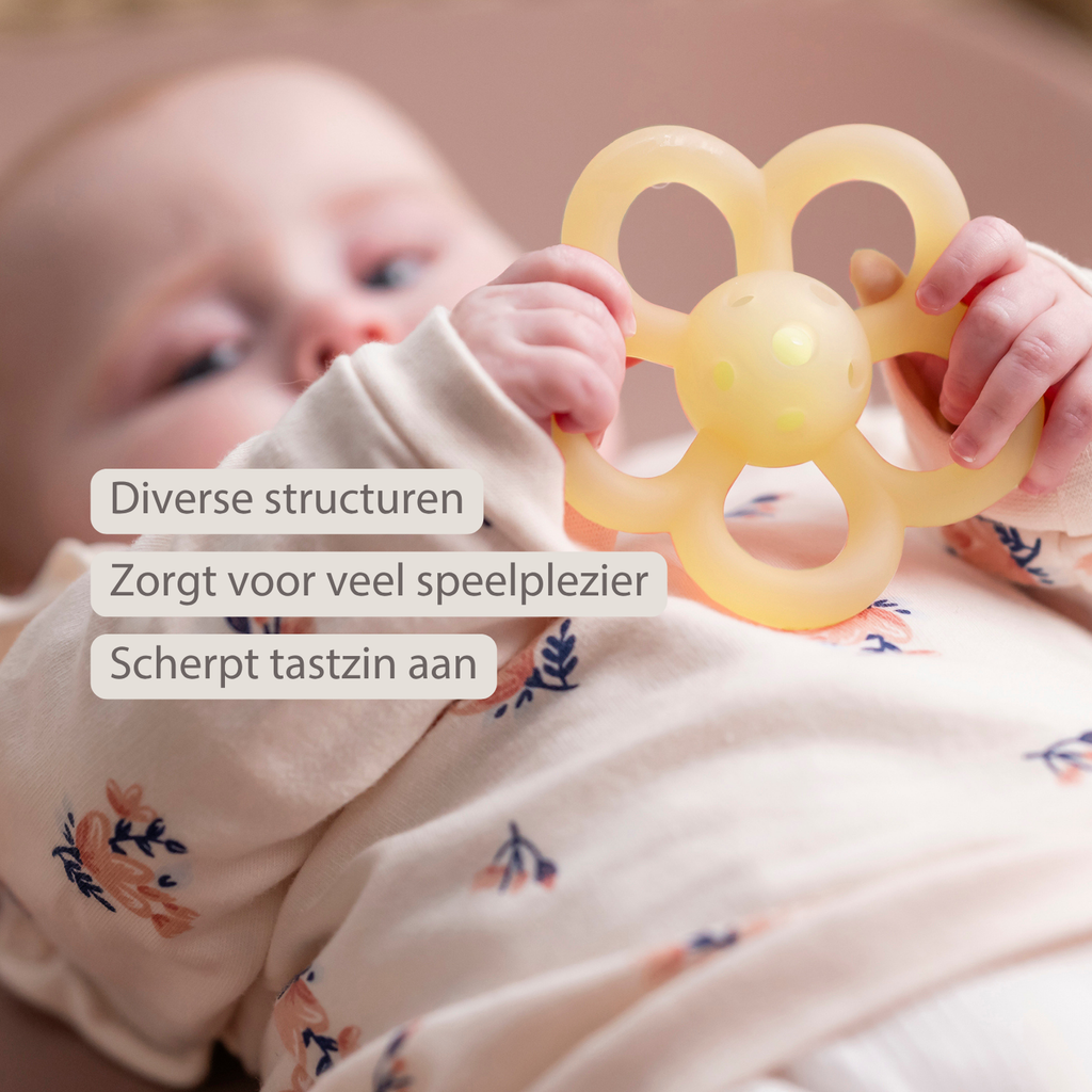 Silicone Rattle Flower - 10 cm - Yellow [NL]