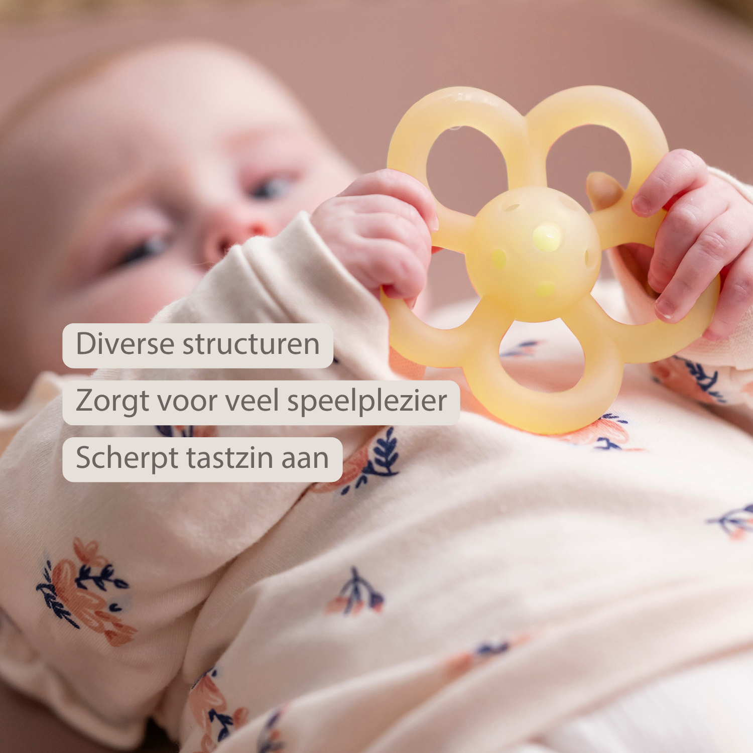 Silicone Rattle Flower - 10 cm - Yellow [NL]