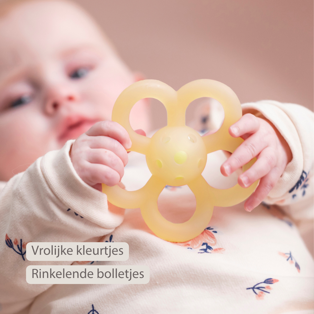 Silicone Rattle Flower - 10 cm - Yellow [NL]