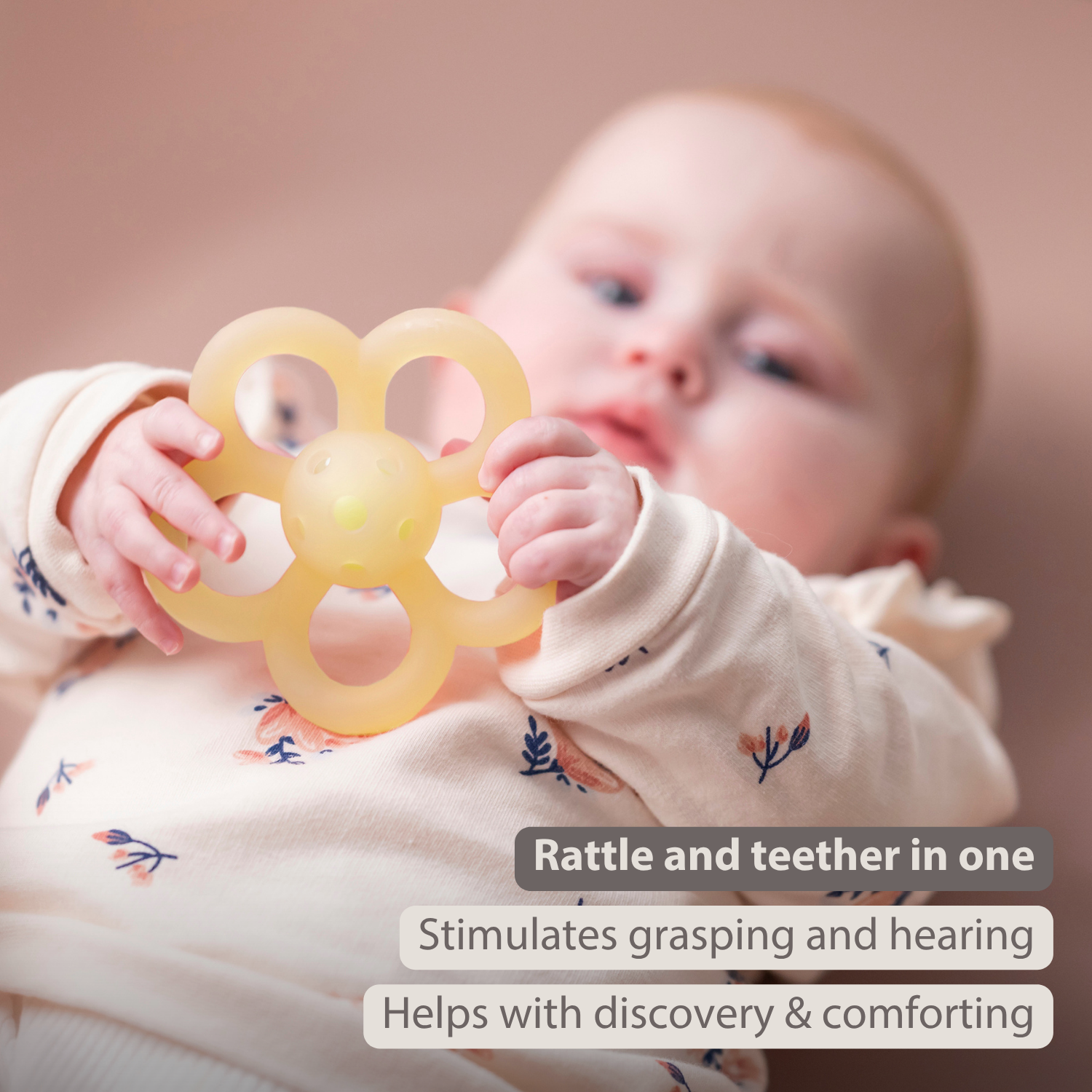 Silicone Rattle Flower - 10 cm - Yellow [EN]