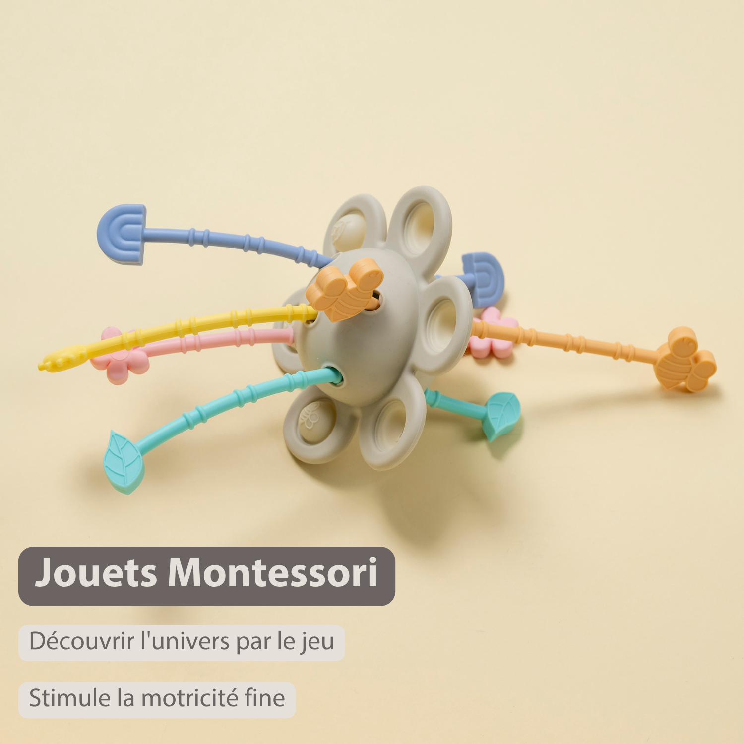 Silicone Montessori Baby Toy - 20 cm - Multicolor [FR]