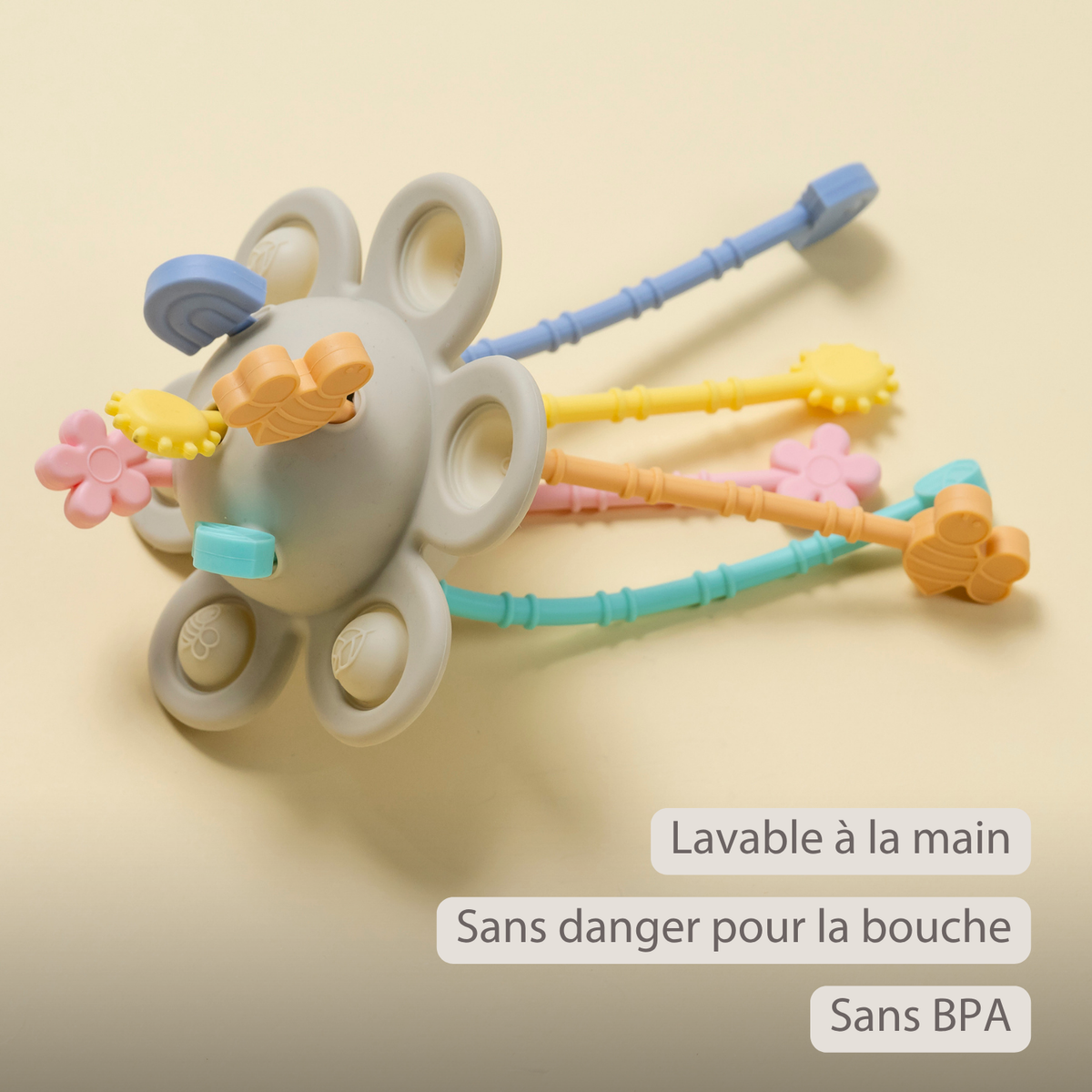 Silicone Montessori Baby Toy - 20 cm - Multicolor [FR]