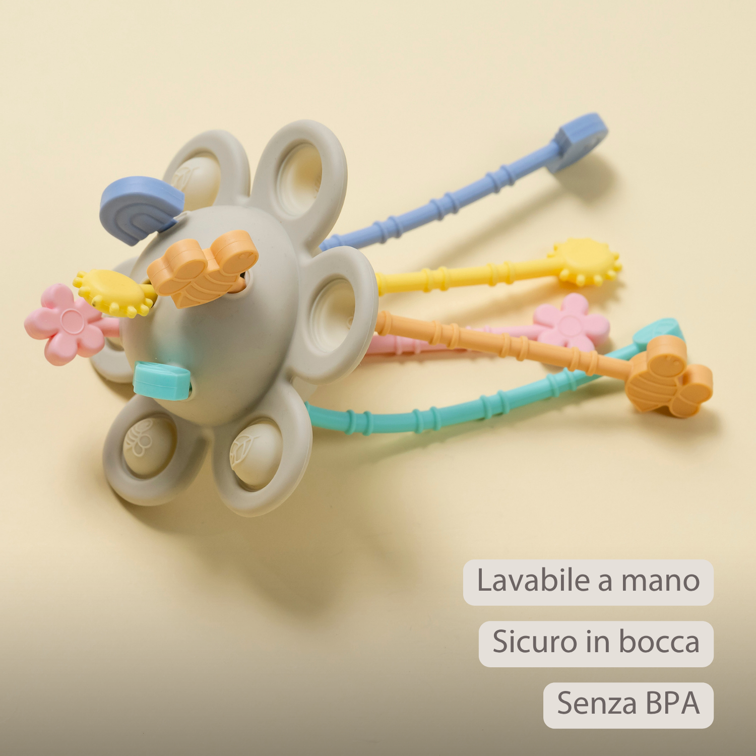 Silicone Montessori Baby Toy - 20 cm - Multicolor [IT]