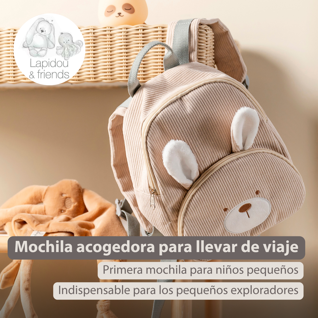 Lapidou Backpack - 28 cm - Preschool Backpack - Soft Rabbit Backpack - Sand [ES]