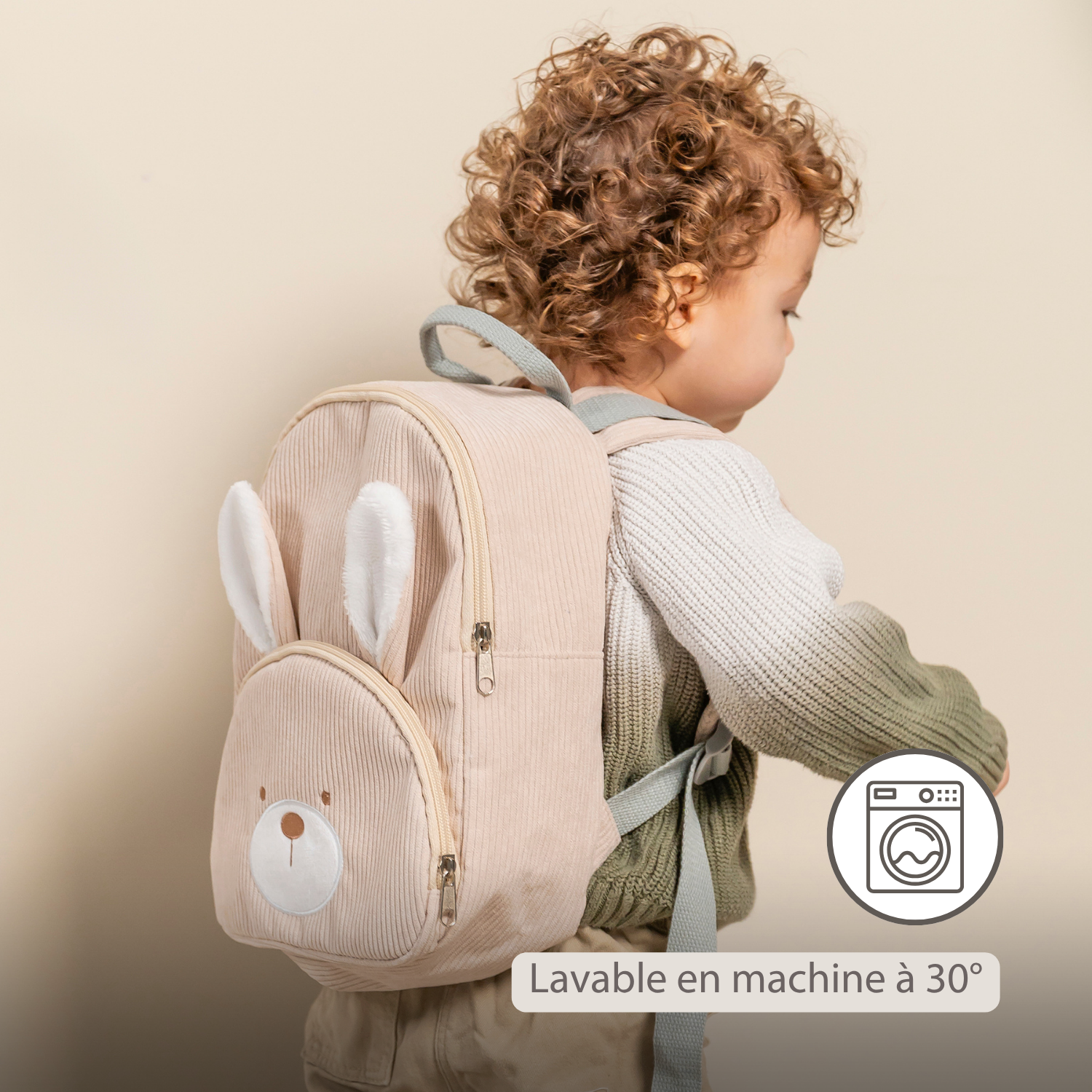 Lapidou Backpack - 28 cm - Preschool Backpack - Soft Rabbit Backpack - Sand [FR]