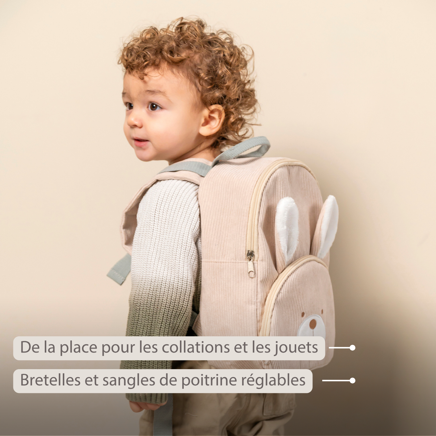 Lapidou Backpack - 28 cm - Preschool Backpack - Soft Bear Backpack - Linden Green [FR]