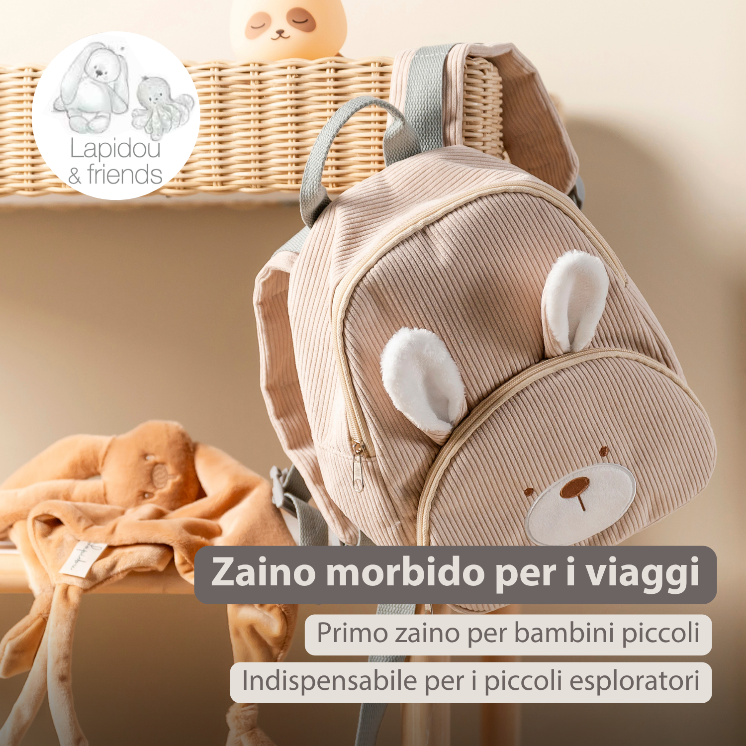 Lapidou Backpack - 28 cm - Preschool Backpack - Soft Bear Backpack - Linden Green [IT]