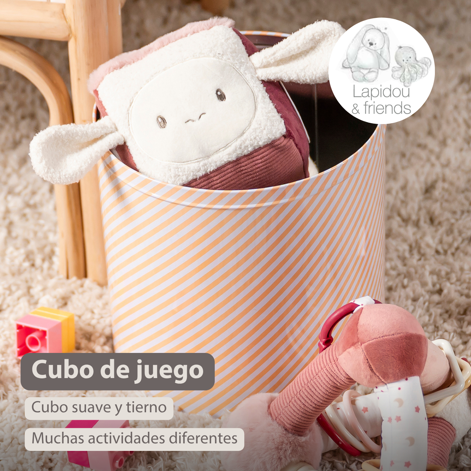 Lapidou Soft Activity Cube - 18 cm - Powder Pink [ES]