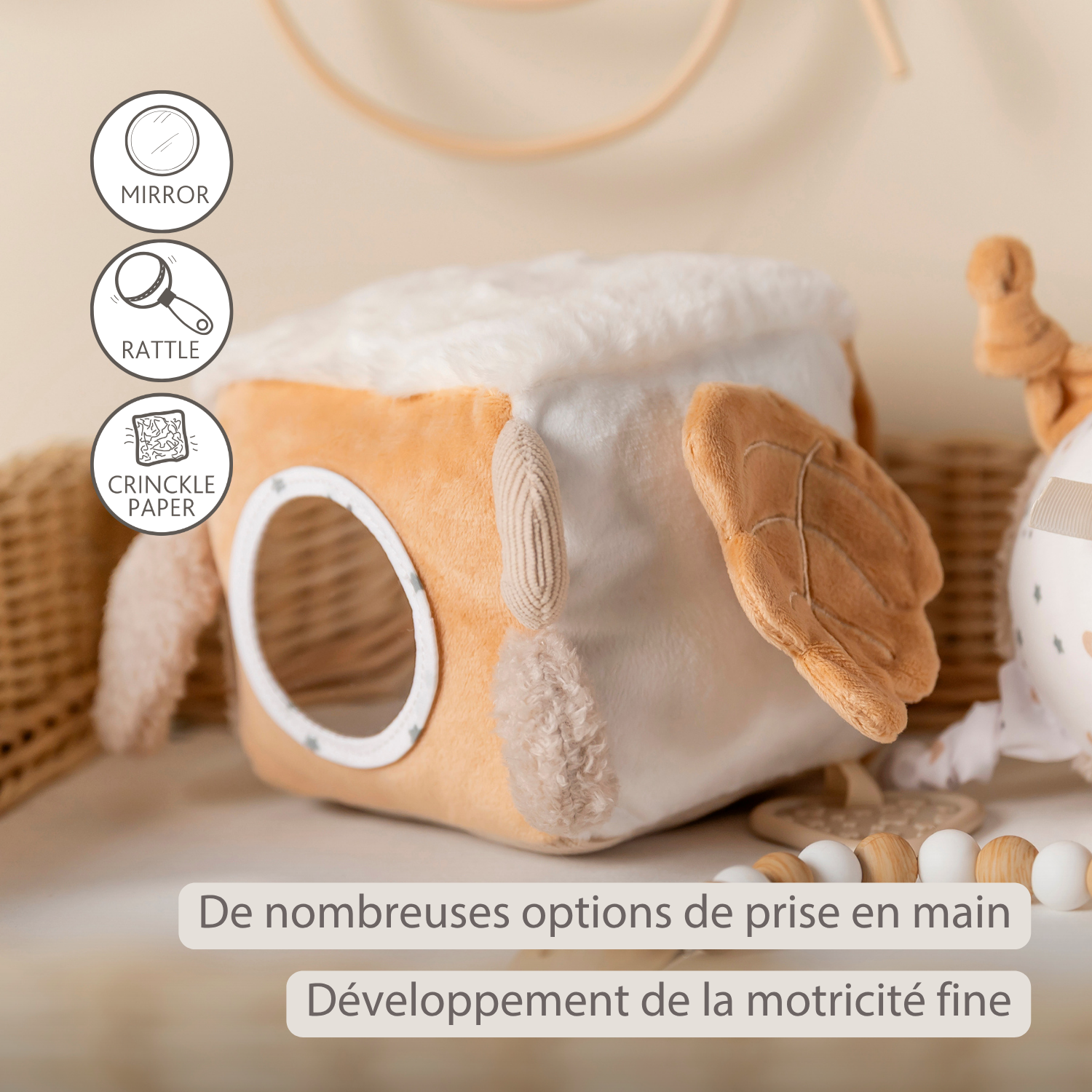 Lapidou Soft Activity Cube - 18 cm - Beige [FR]
