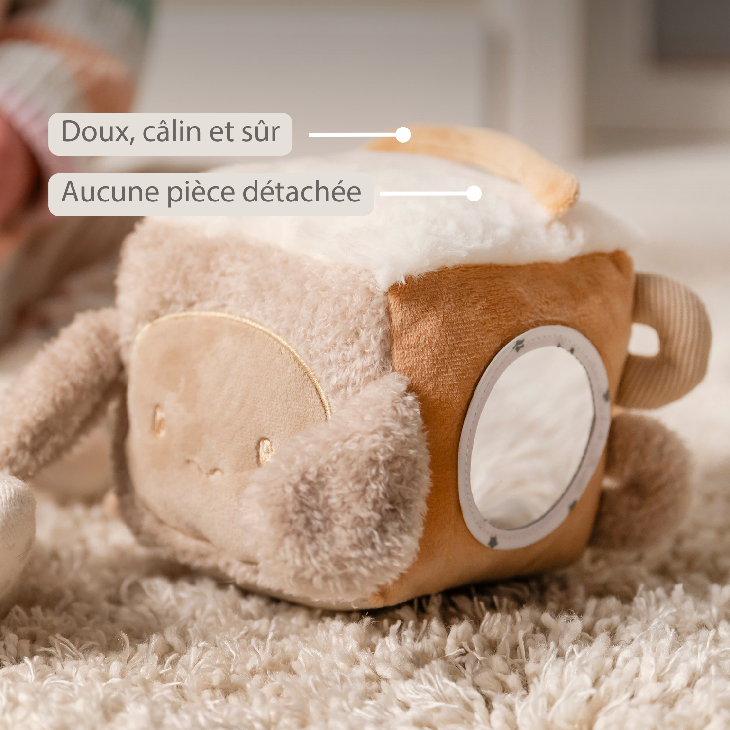 Lapidou Soft Activity Cube - 18 cm - Beige [FR]