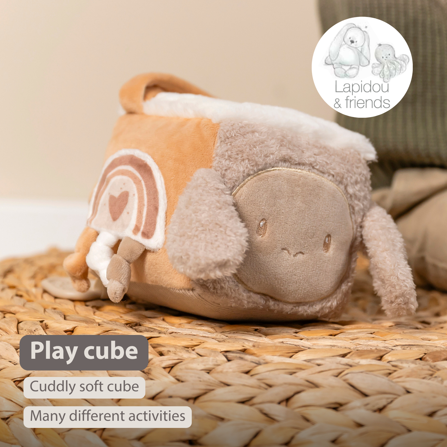 Lapidou Soft Activity Cube - 18 cm - Beige [EN]