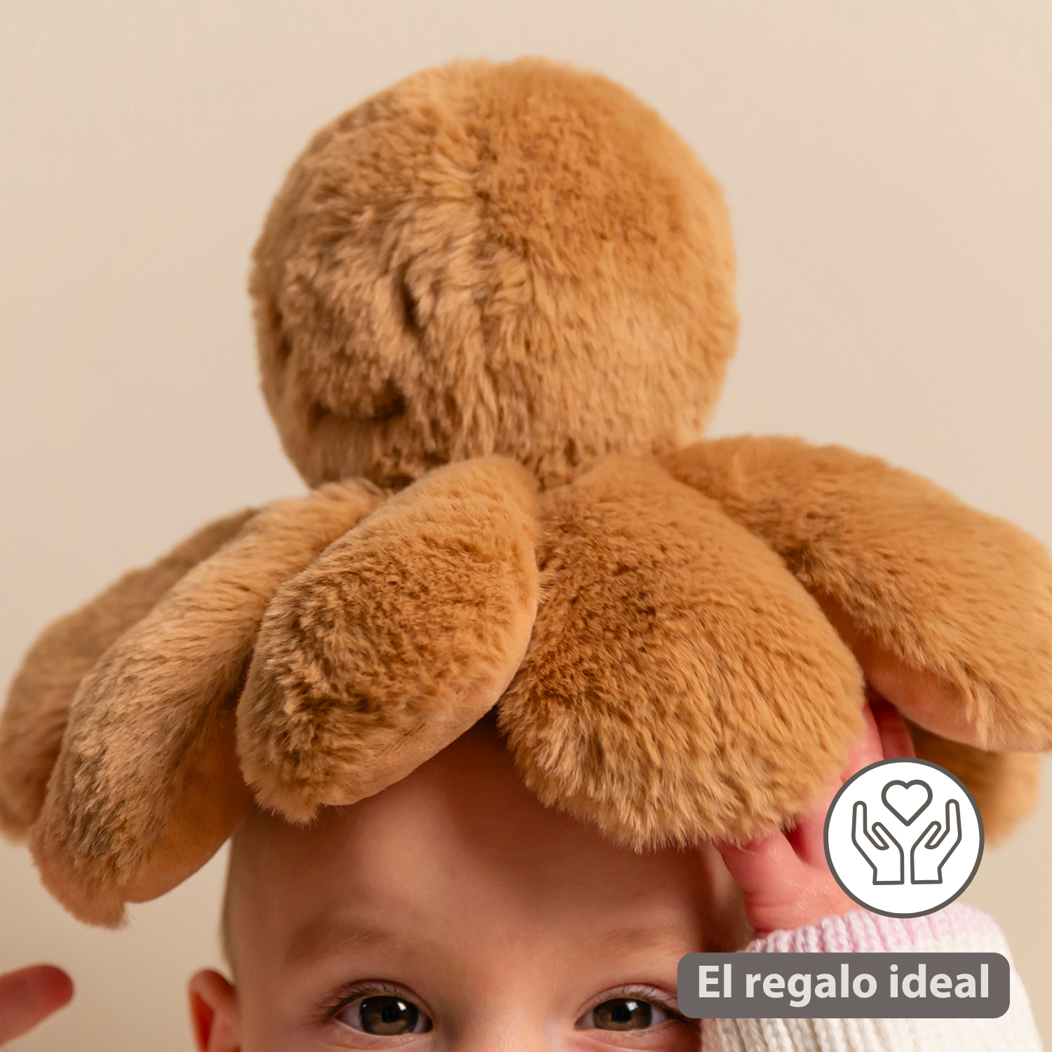 Lapidou Doudou Plush Octopus Rattle - 25 cm - Warm Beige [ES]