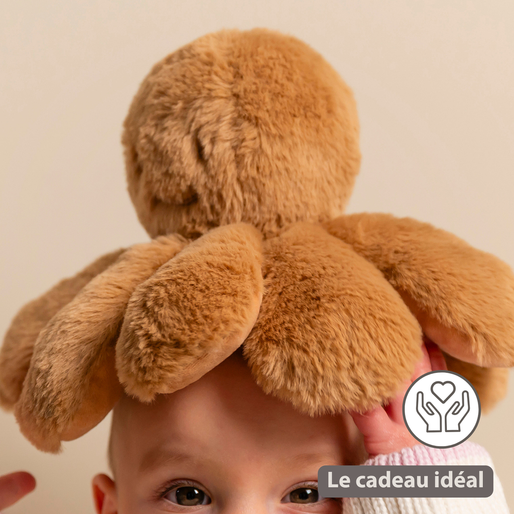 Lapidou Doudou Plush Octopus Rattle - 25 cm - Warm Beige [FR]