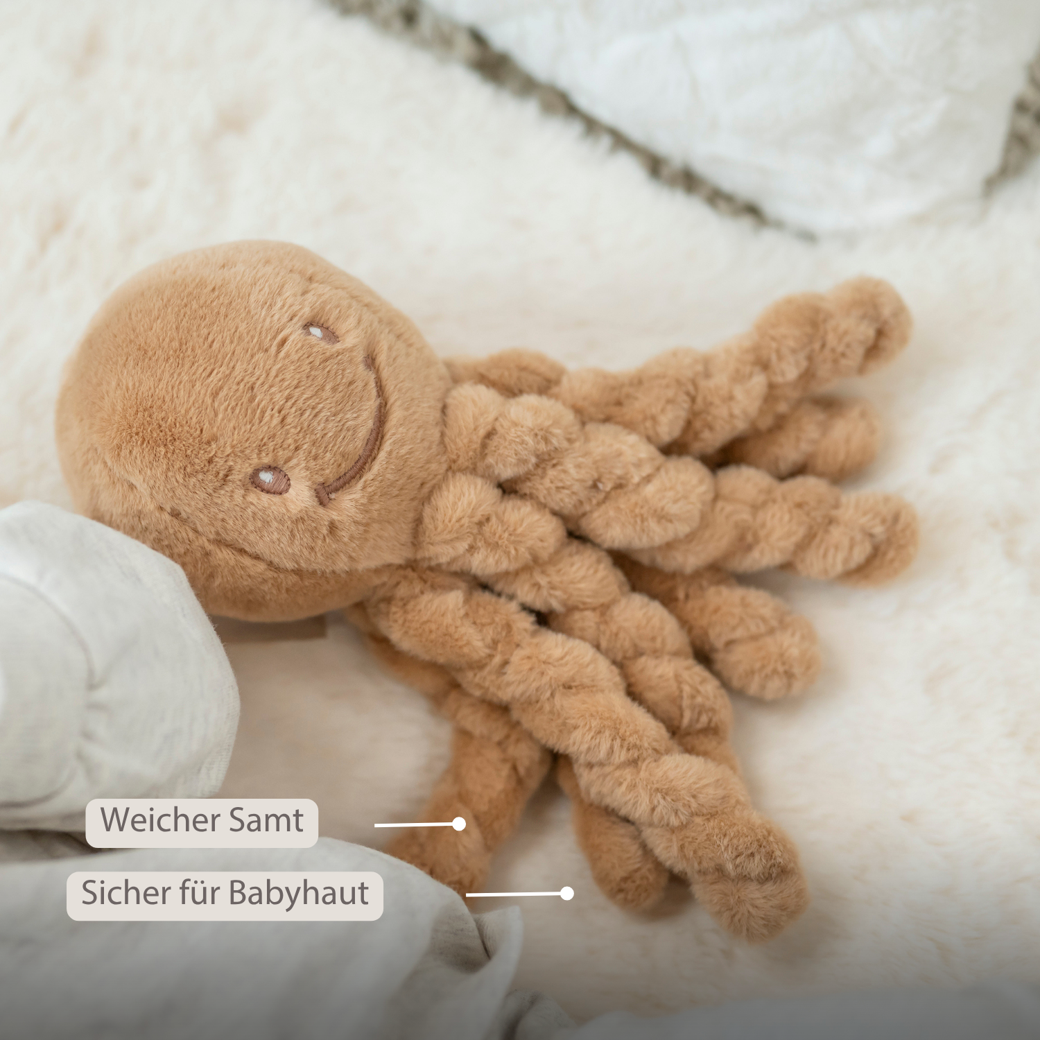 Lapidou Doudou Plush Octopus - 22 cm - Warm Beige [DE]