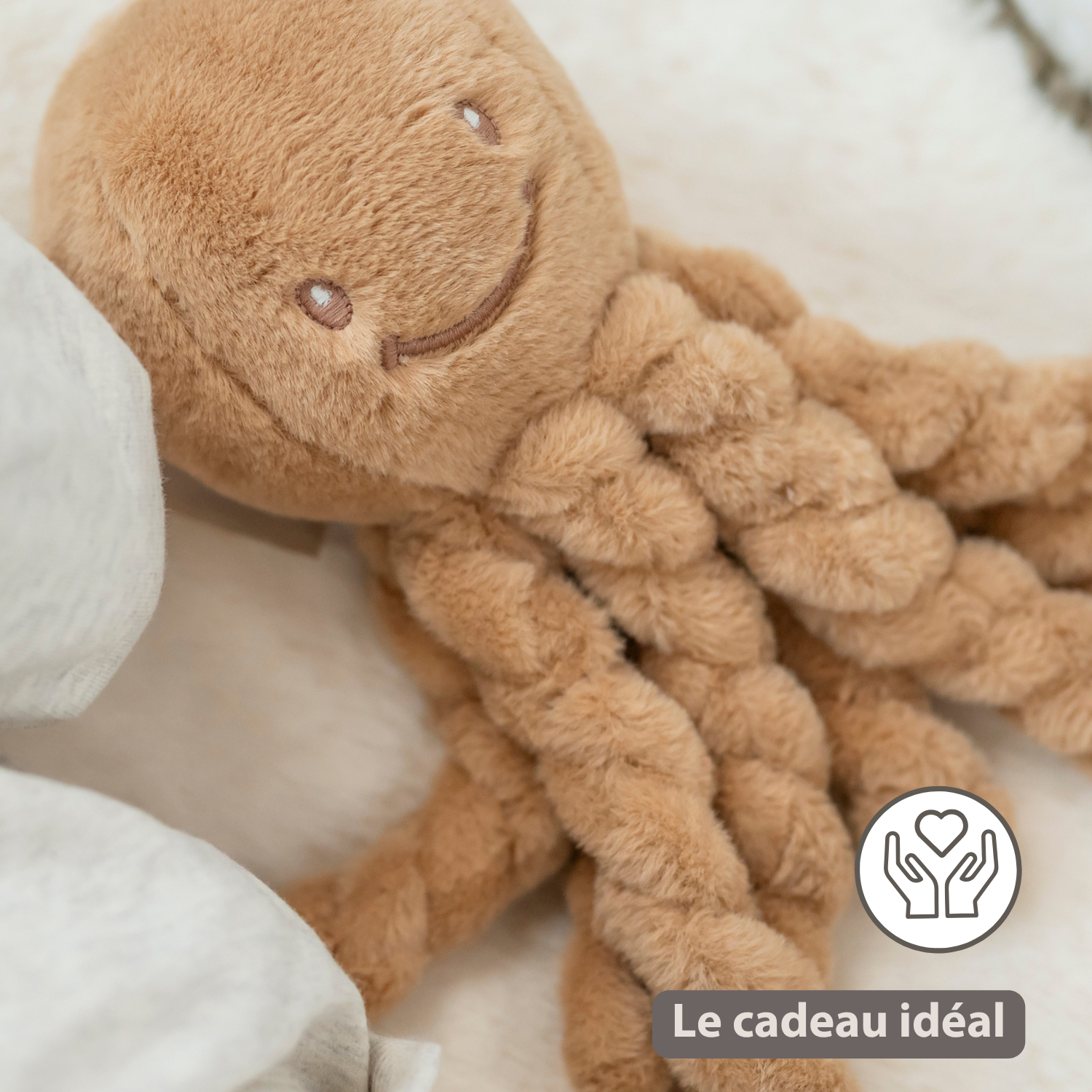Lapidou Doudou Plush Octopus - 22 cm - Warm Beige [FR]