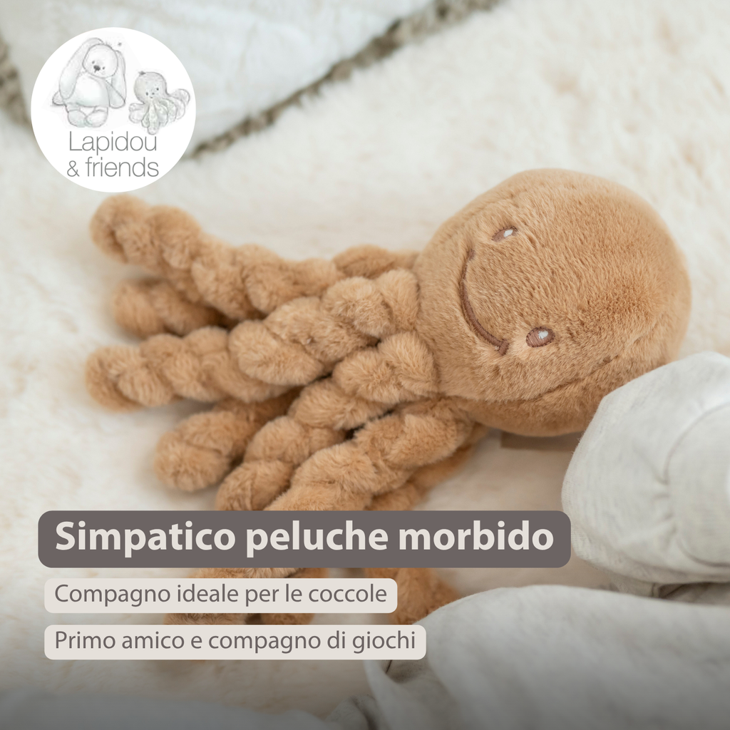 Lapidou Doudou Plush Octopus - 22 cm - Warm Beige [IT]