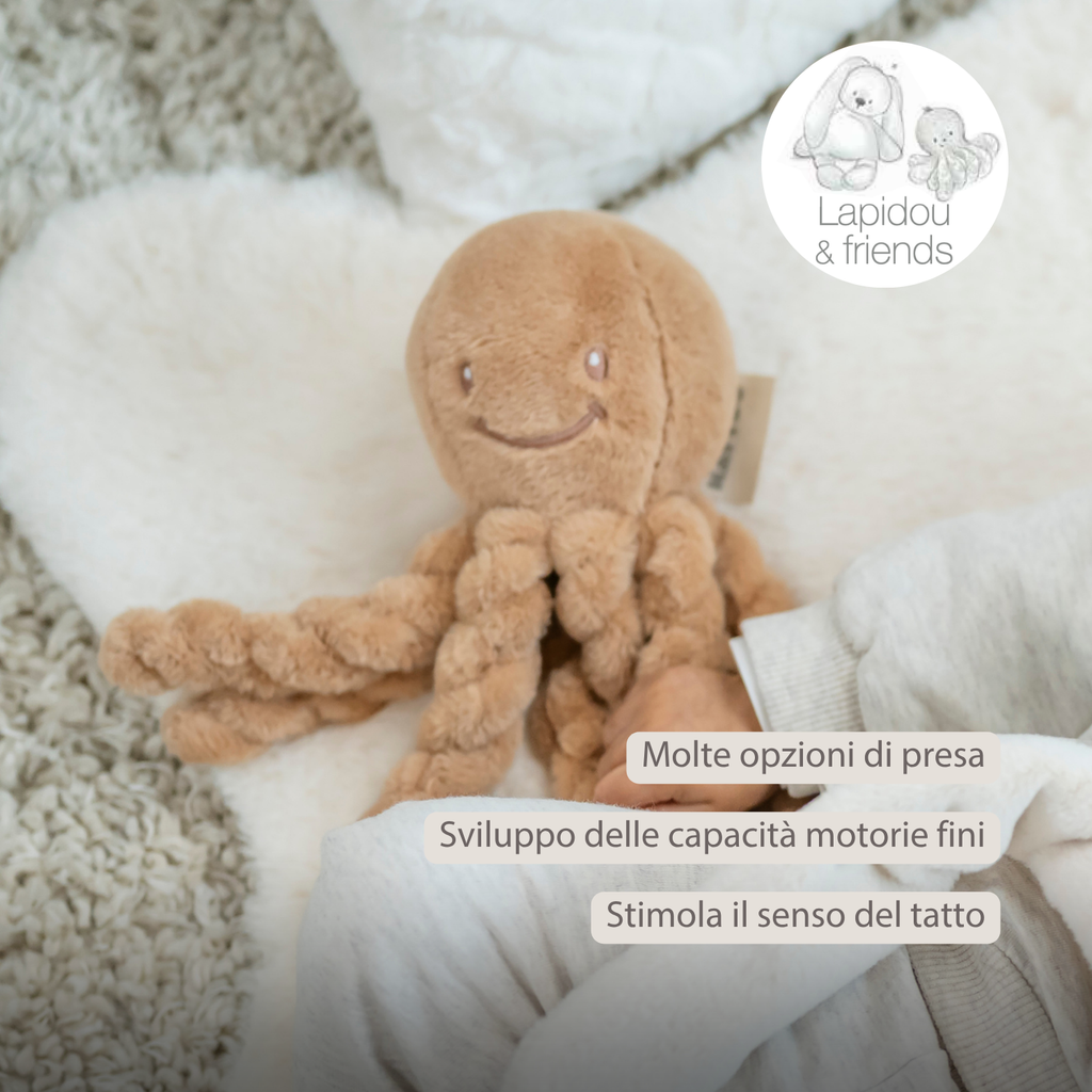 Lapidou Doudou Plush Octopus - 22 cm - Warm Beige [IT]