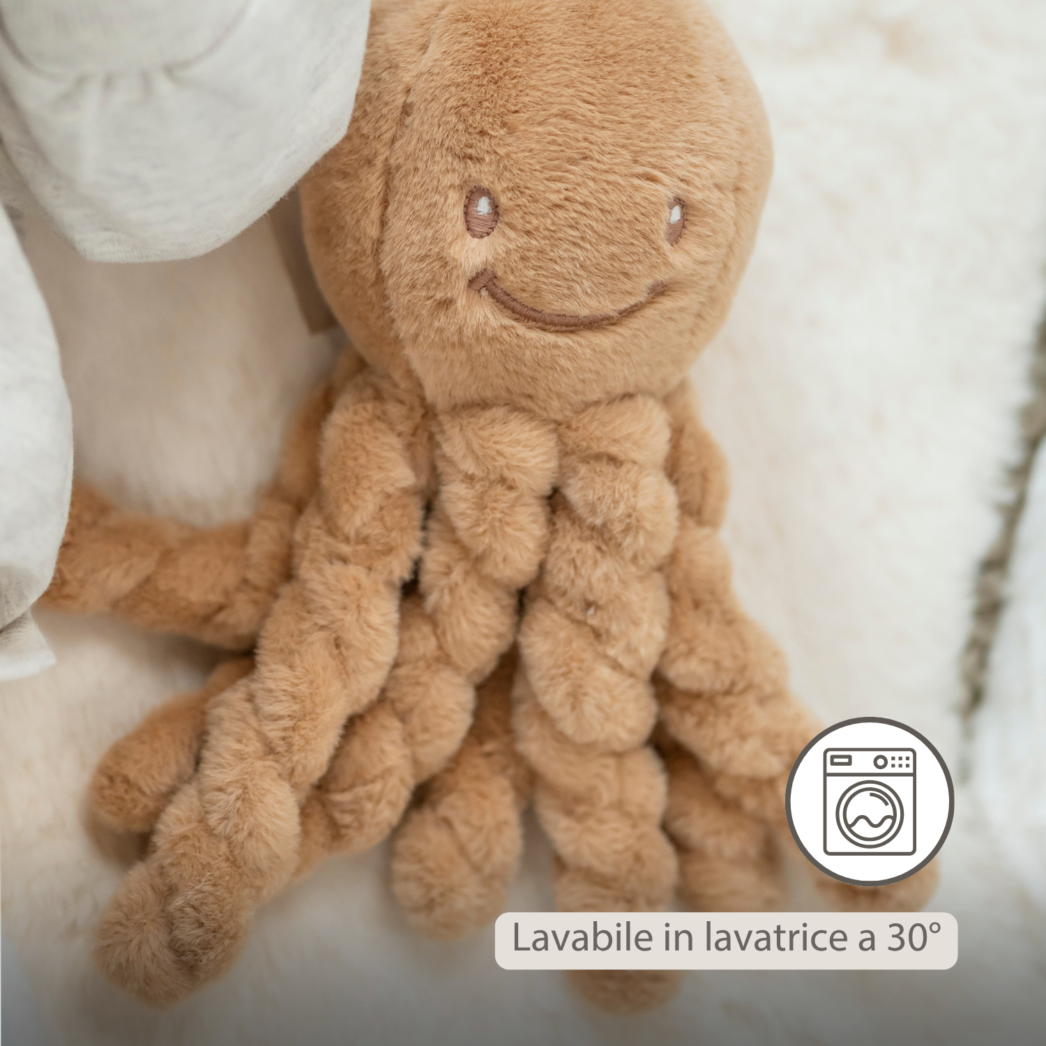 Lapidou Doudou Plush Octopus - 22 cm - Warm Beige [IT]