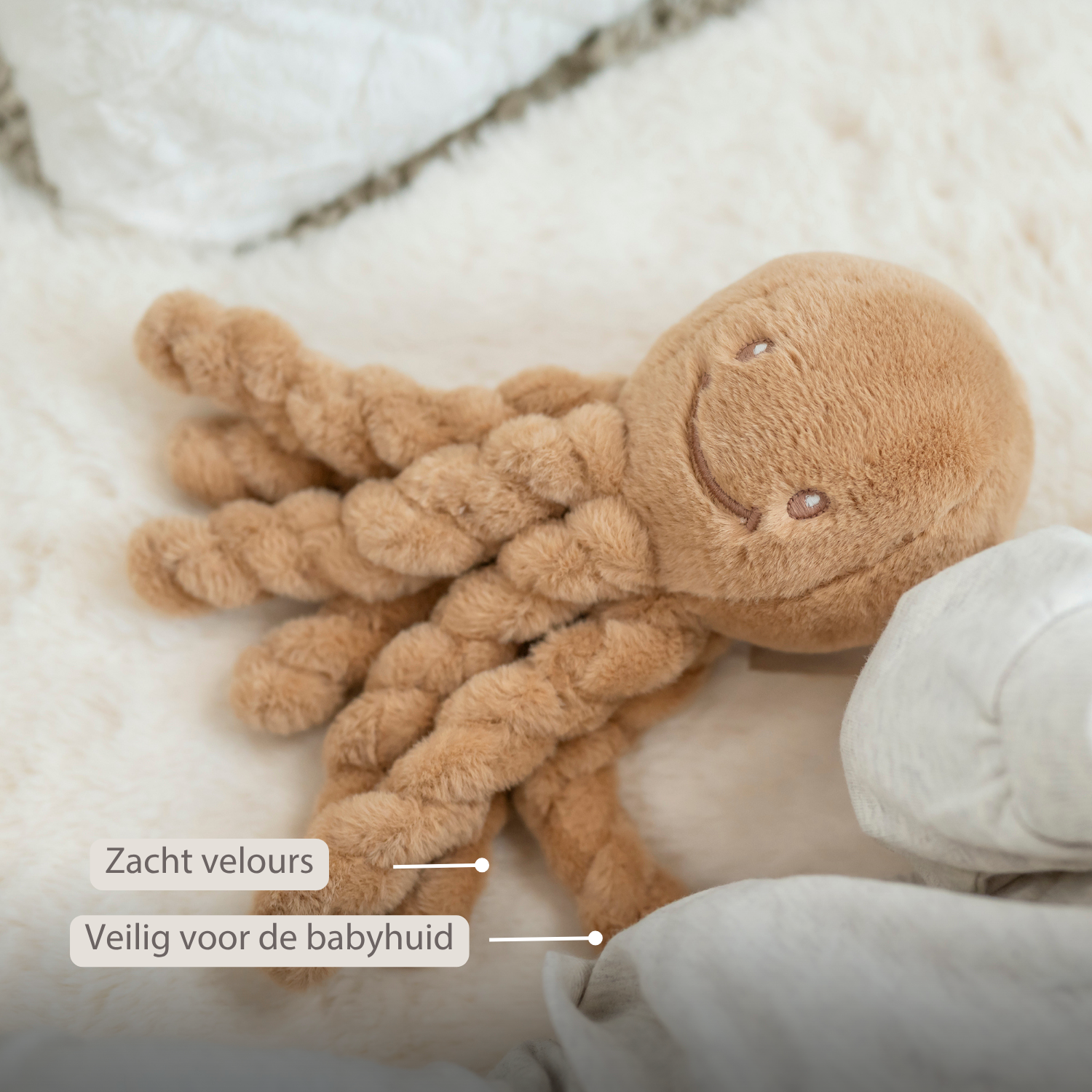 Lapidou Doudou Plush Octopus - 22 cm - Warm Beige [NL]