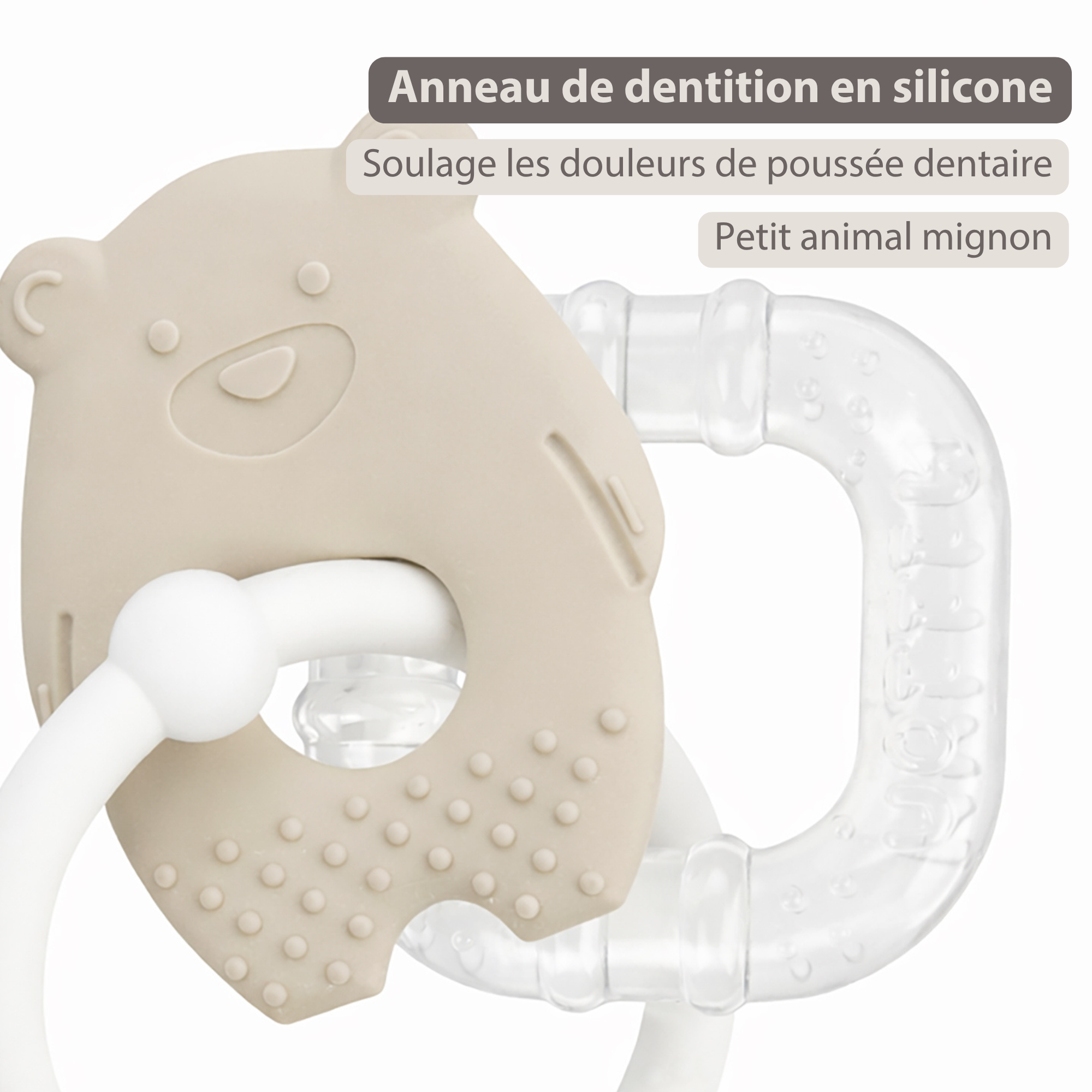 Silicone Cooling Teether - Baby Teething Toy - Cooling Teether - Clay [FR]
