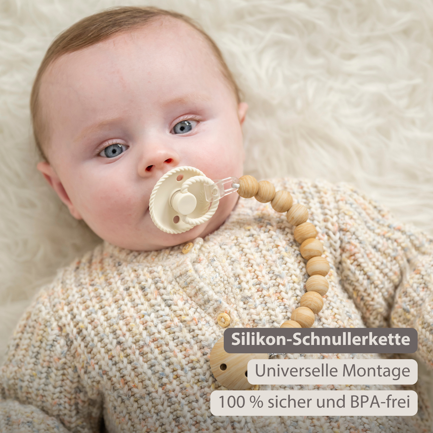 Silicone Pacifier Clip - 30 cm - Beige [DE]