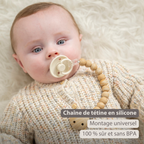 Silicone Pacifier Clip - 30 cm - Beige [FR]